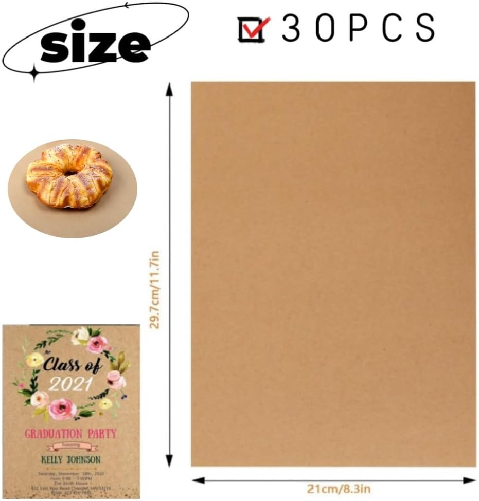 30 Sheets A4 Brown Kraft Cardstock Art Cover Paper for DIY Projects and Crafts - Thick 250Gsm Cardstock for Printing Drawing Invitation Making, Laser and Inkjet Printer Compatible image number 4