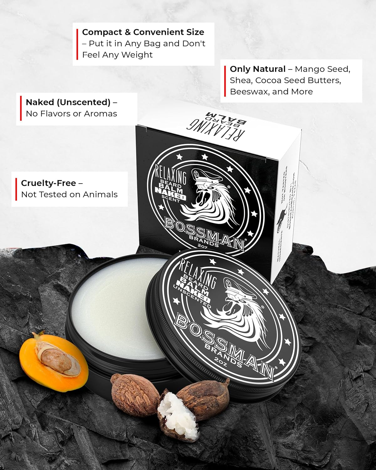 Bossman Naked Beard Balm 2 Oz