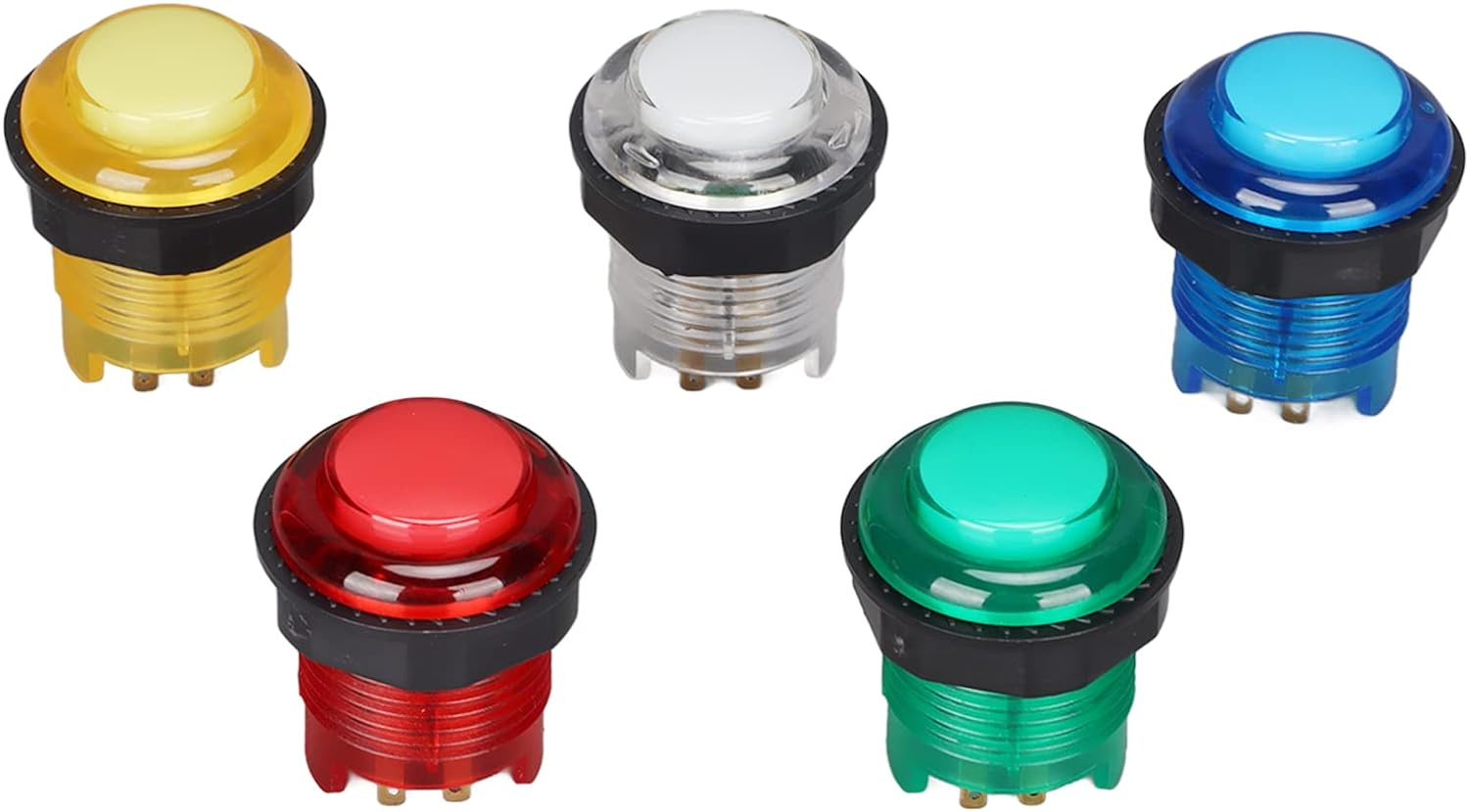 Dpofirs 5 Pcs Push Buttons, 28Mm Push Button DIY Fighting Stick PC Joystick Game Part for Machine Games(5V)