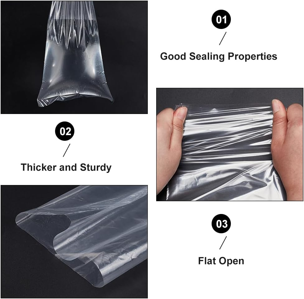 PH Pandahall 6&times;30 Inch 60 Pack Poster Bags, 2.3 Mil Long Open-Ended Plastic Sleeves Transparent Storage Poster Tube for Wigs, Posters, Popcorn, Blueprint, Narrow Items, Waterproof, 29.3X5.9'', Clear image number 2