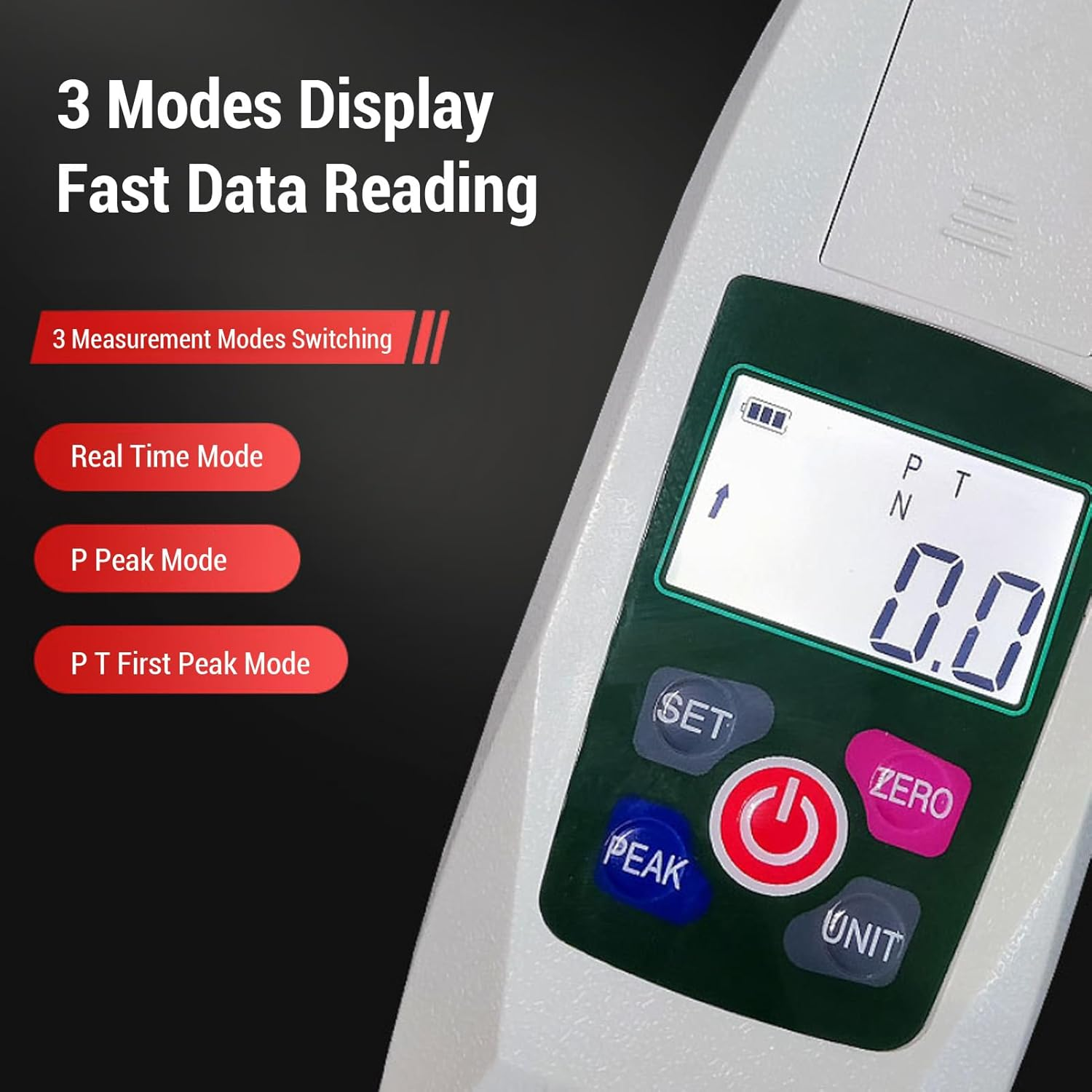 Jectse Handheld Digital Force Meter Portable Push Pull Force Tester with Mode 5N 4 Units N LB Kg Oz Limit Setting for Various Testing Needs image number 1
