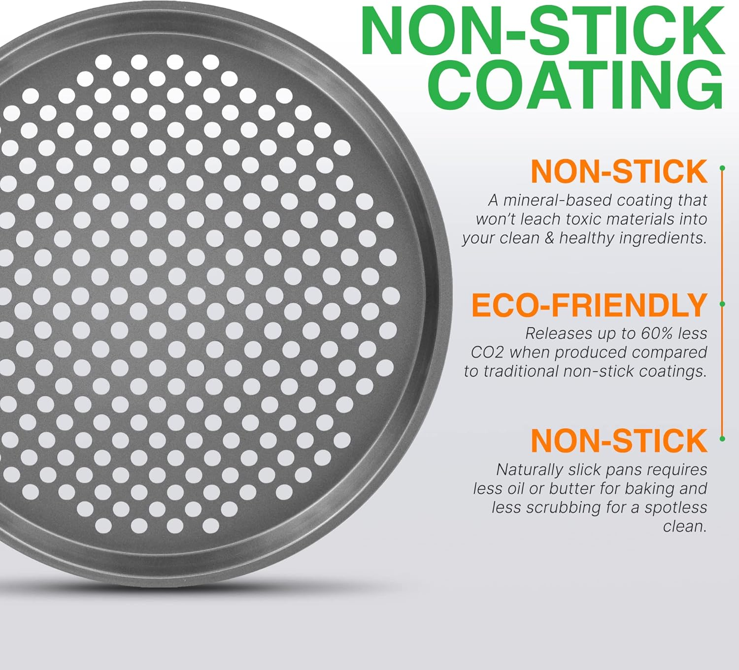 14&rdquo; Non Stick Pizza Pan, Gray Carbon Steel Bake Pan, Commercial Grade Restaurant Quality Metal Bakeware, Compatible with Model NCBS10S