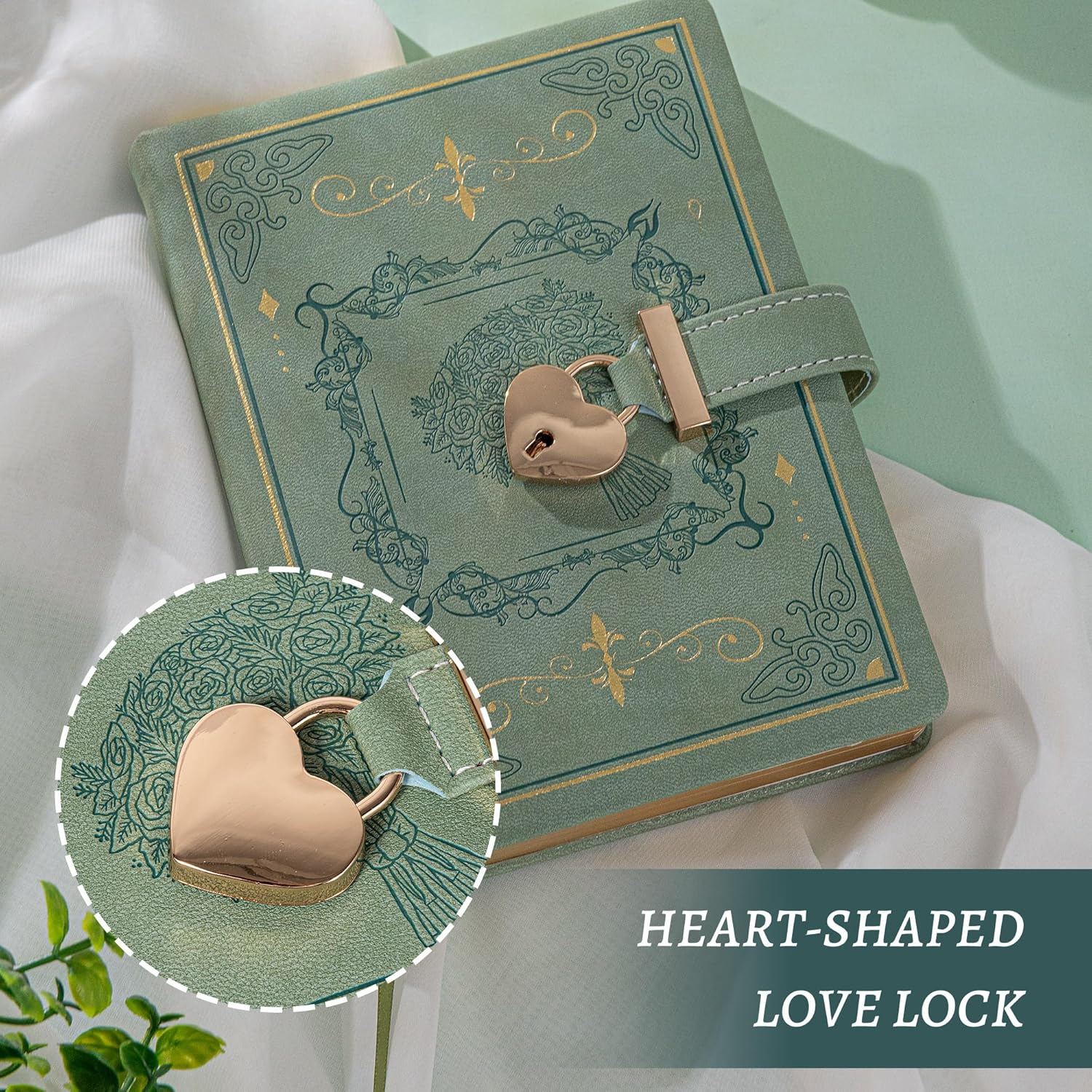 Diary with Lock for Writing, PU Hardcover Leather Locked Journal, B6 Personal Organizer for Men Women, 288 Pages 100Gsm Ruled Paper - Pink image number 4