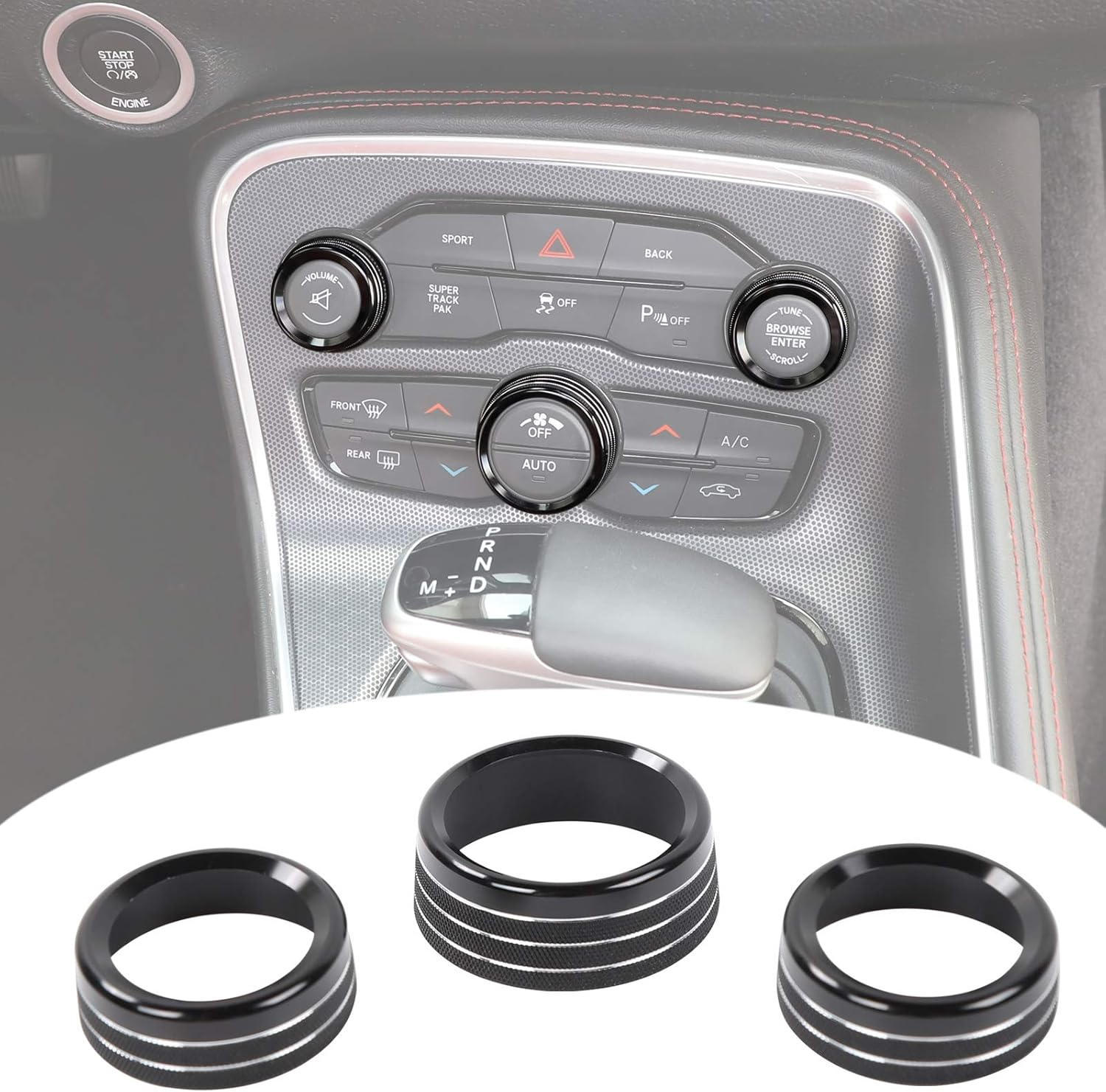 Voodonala Air Conditioner Switch CD Button Knob for Dodge Challenger 2015-2024 Charger Chrysler 300 300S 2015-2019, for Ram 2013-2018 (Aluminum Alloy Red)