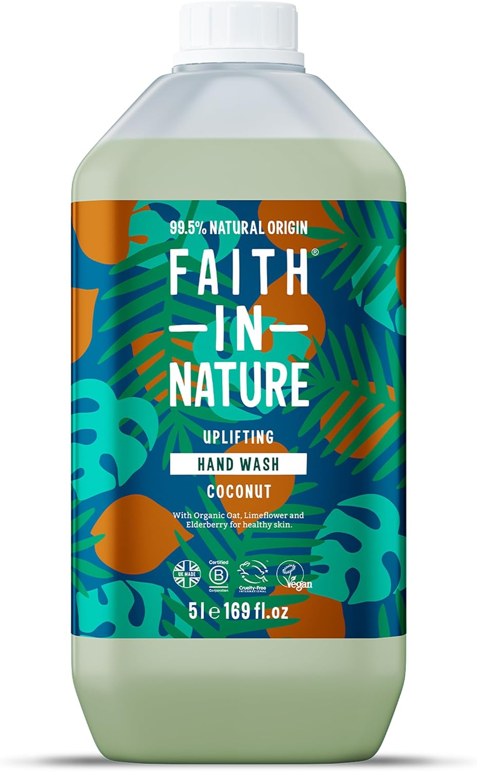 Faith in Nature Natural Coconut Hand Wash, Hydrating, Vegan & Cruelty Free, Parabens and SLS Free, 5L Refill Pack image number 2