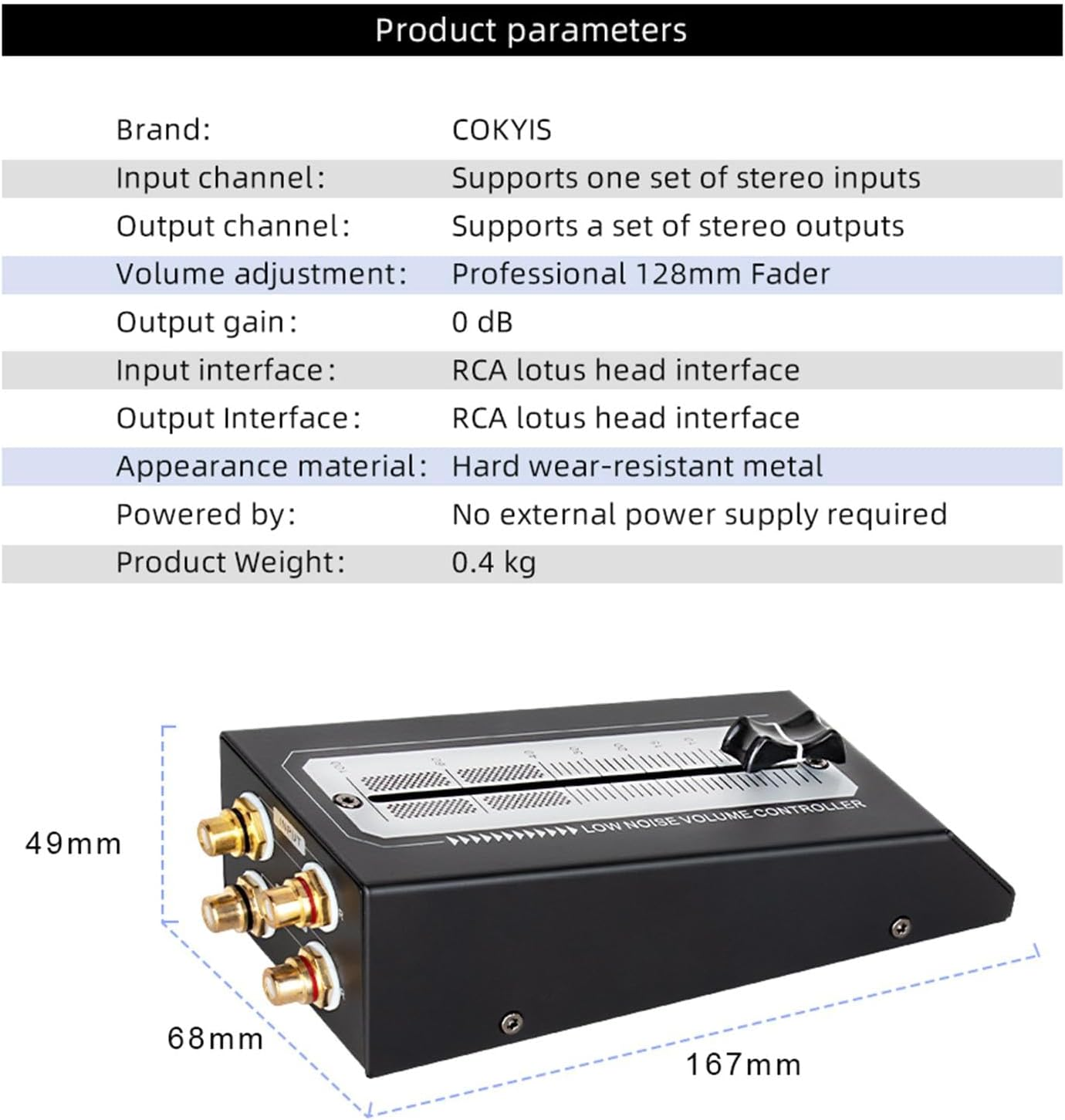 Generic Passive Preamp Speaker Volume Controller Passive Preamplifier Audio Adjuster RCA Interface Durable Passive Volume Control