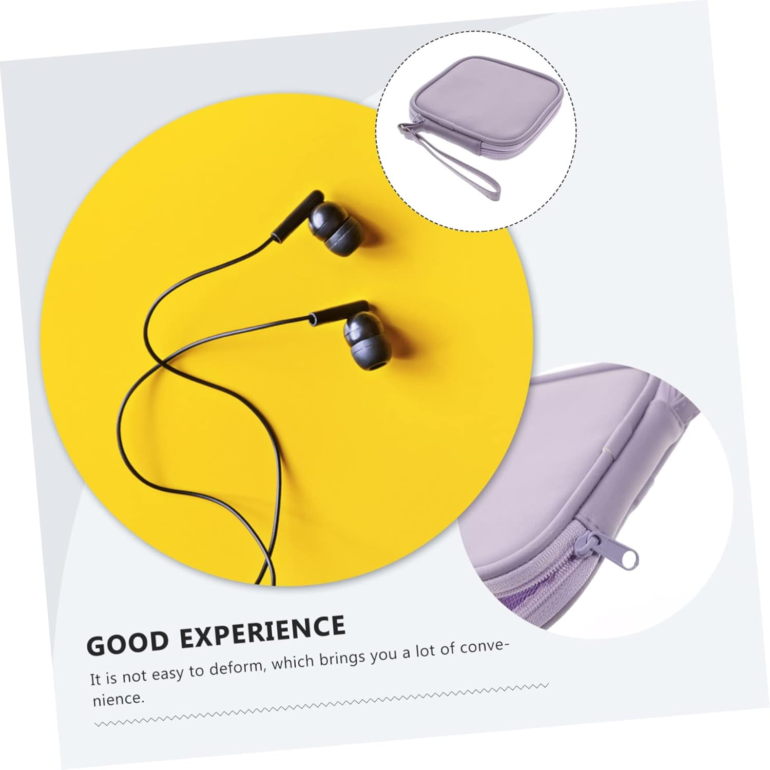 KICHOUSE Portable Cable Organizer Pouch Compact Travel Earphone Accessories Bag Lightweight Pu Material for Storing Wired Headphones Cables for Daily Use and Travel