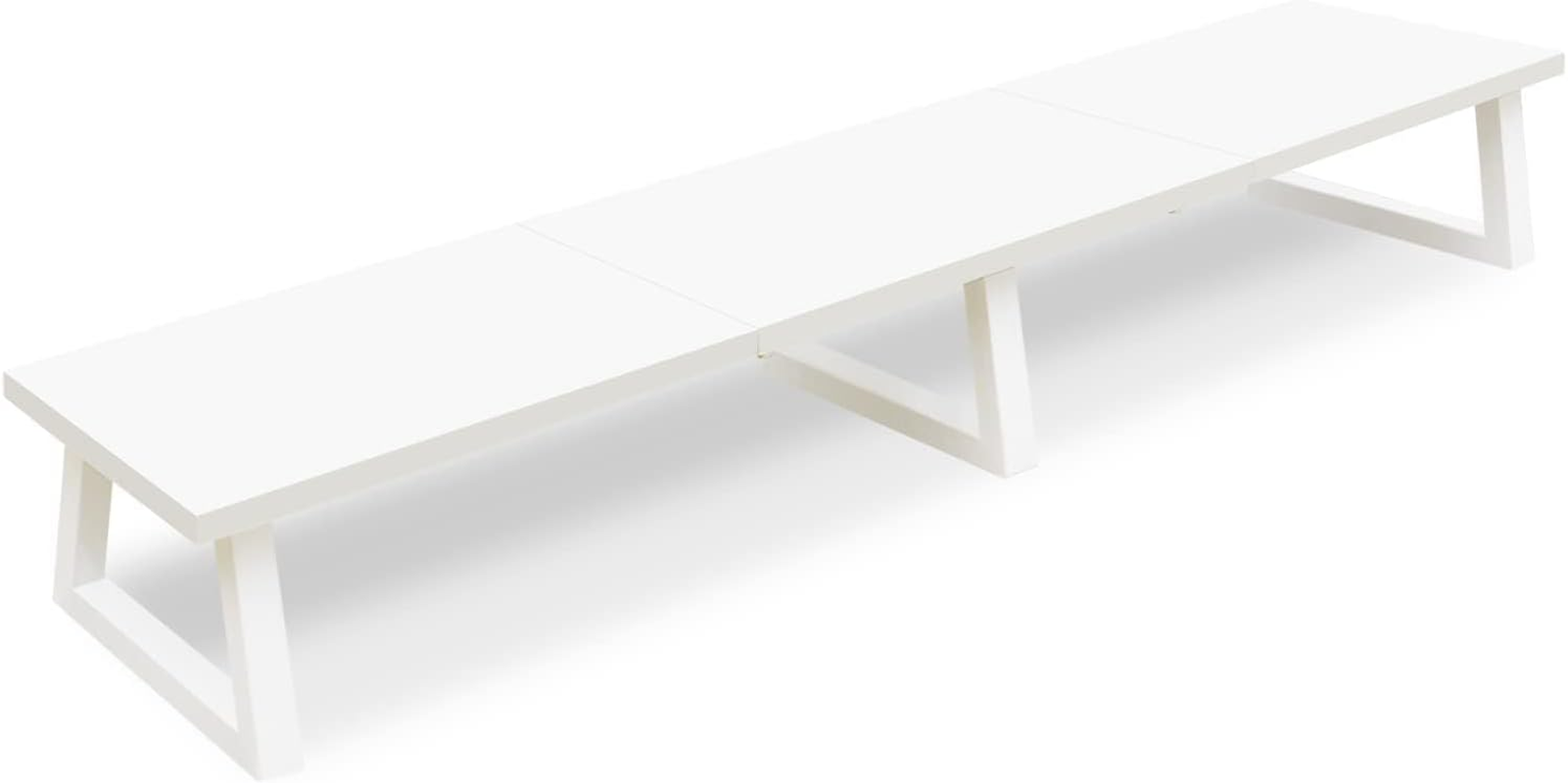 TEAMIX White Dual Monitor Riser for 2 Monitors-42Inch, Wood Desktop Dual Stand with Metal Legs, Long Screen/Pc/Laptop Storage,Computer Shelf TV Holder Home Office (White) image number 5