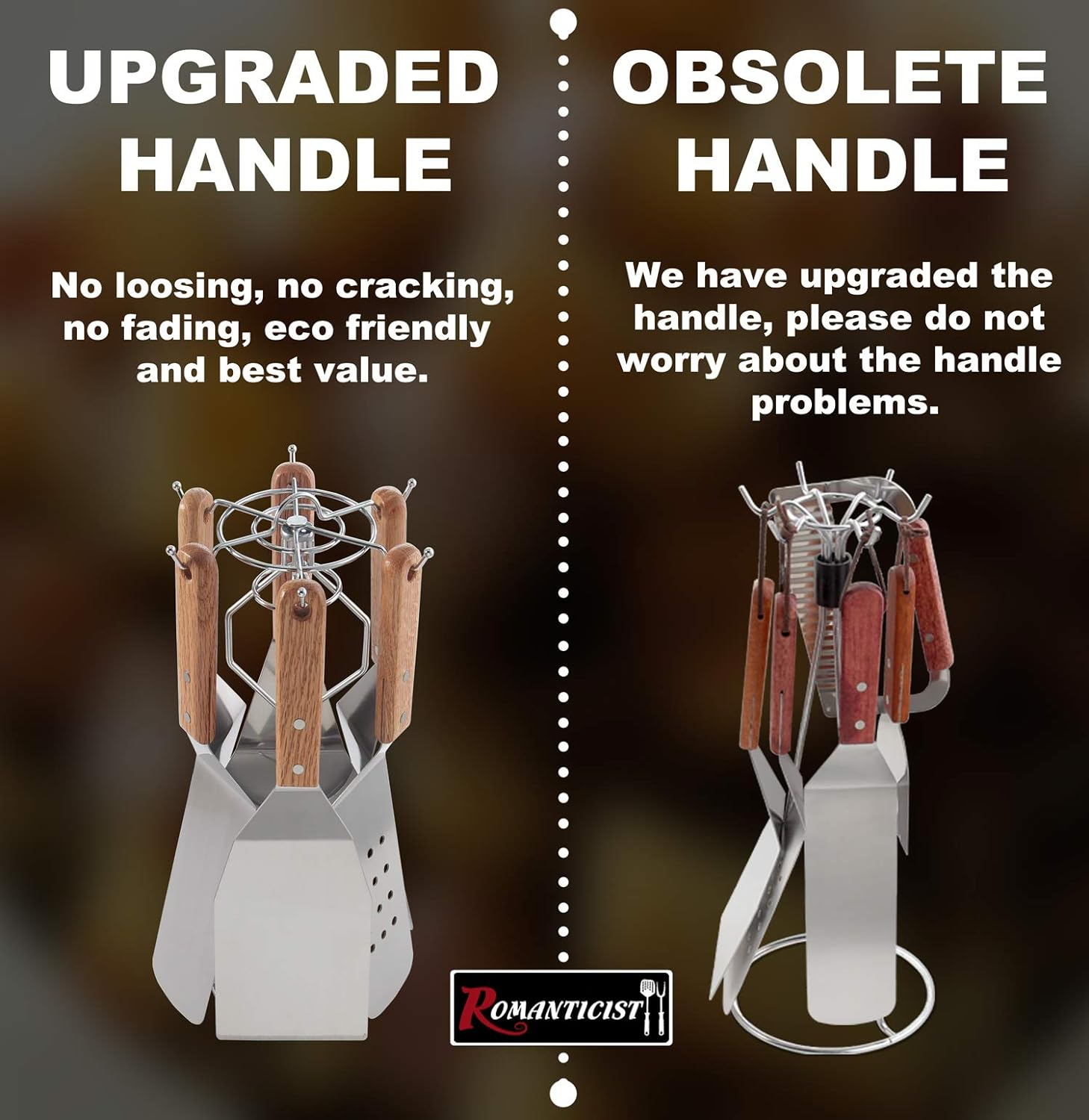 ROMANTICIST 8Pc BBQ Griddle Accessories Kit - Heavy Duty Stainless Steel Professional Griddle Tool Set - Great for Flat Top Cooking Camping Tailgating image number 5