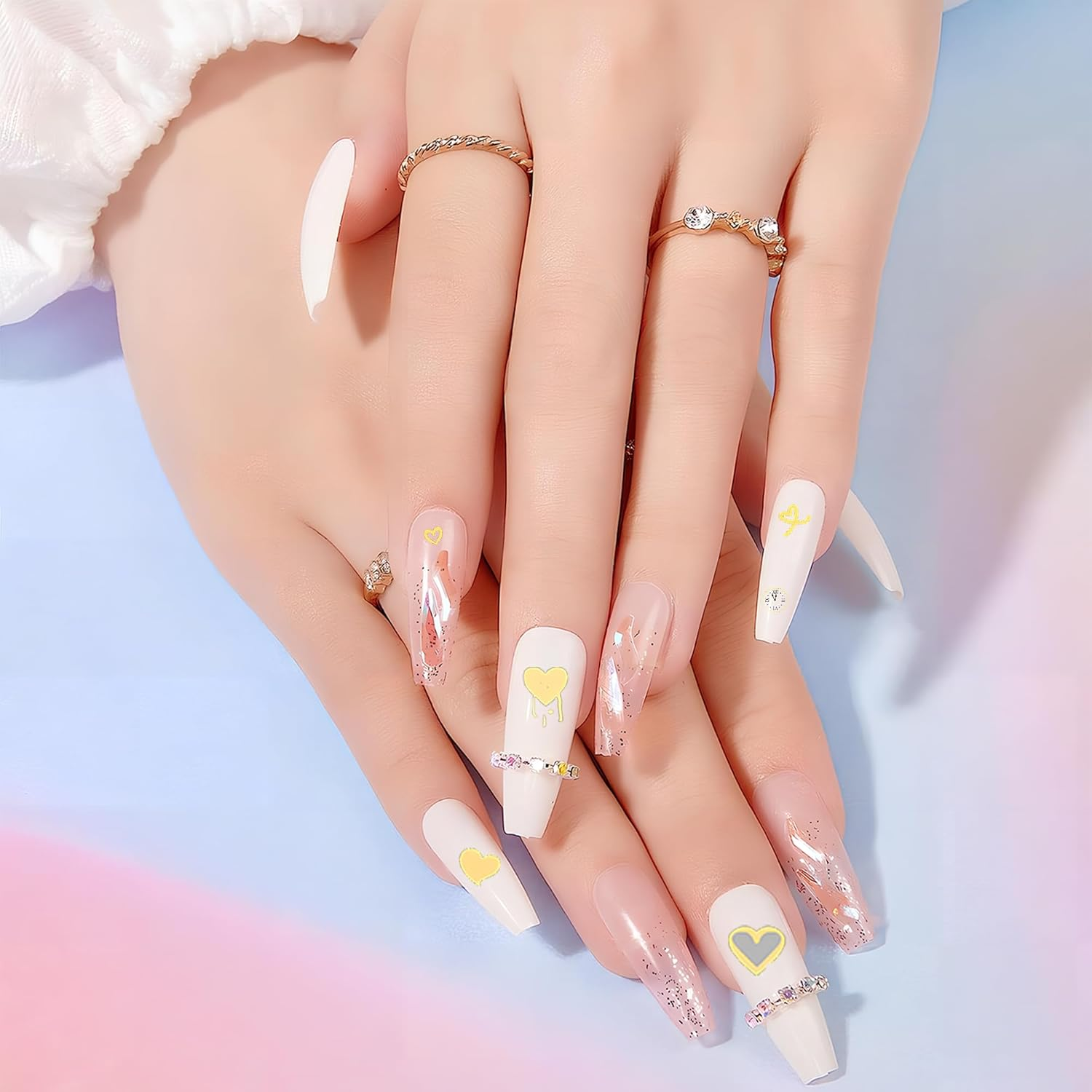 8 Sheets 3D Metallic Nail Stickers - Self-Adhesive Nail Art Supplies with Golden Flowers, Leaves & Lines Patterns, Easy Apply Nail Decals for Women, Home Use & Nail Salon DIY Manicure​​ image number 1