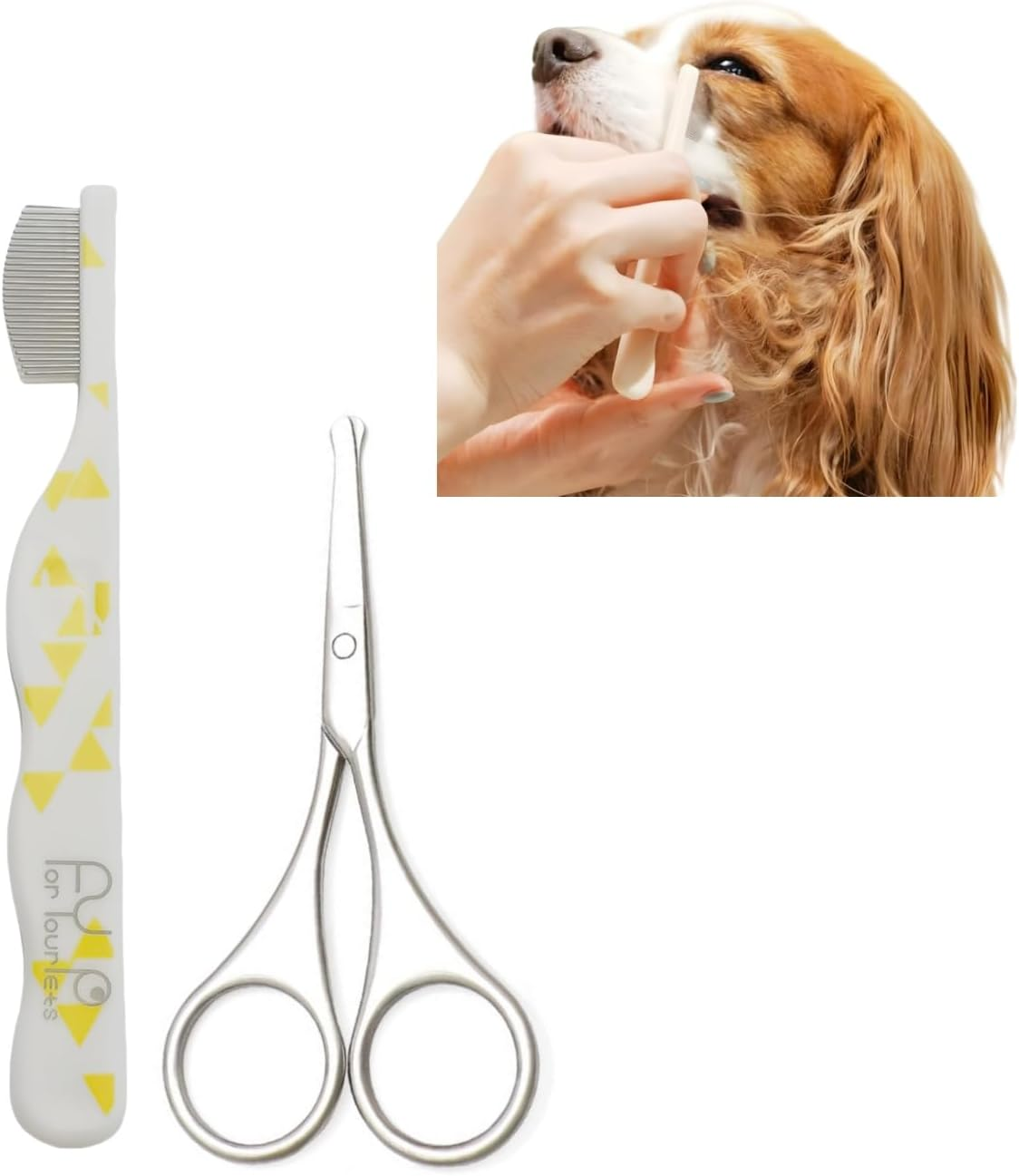 Kawlxpp Mini Pet Face & Detail Grooming Set Rounded-Tip Stainless Steel Comb & Scissors Safe for Eyes, Paws & Sensitive Areas 2-Piece Kit for Dogs & Cats image number 3