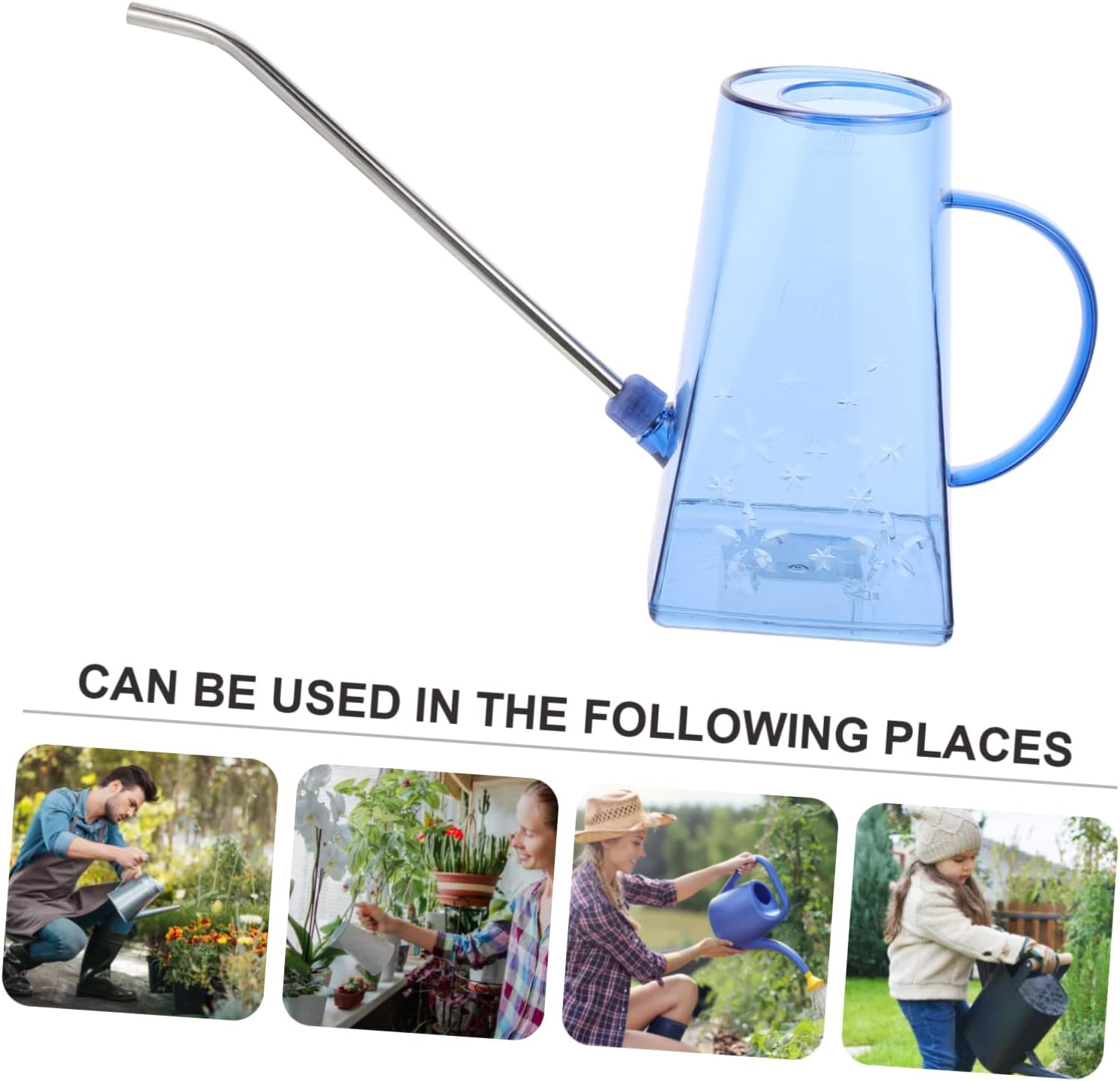 Watering Can Long Spout Blue Stainless Steel Household Gardening Supplies for Indoor and Outdoor Plants image number 5