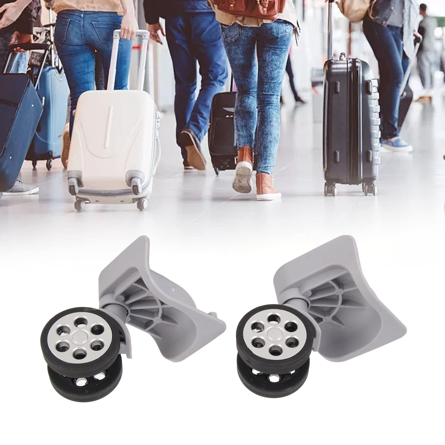 2 Pcs 360 Swivel Luggage Wheels Replacement, Travel Suitcase Silent Wheel Repair Set, Luggage Suitcase Wheels for Luggage Suitcase Trolley, Light Gray Mute Wheels