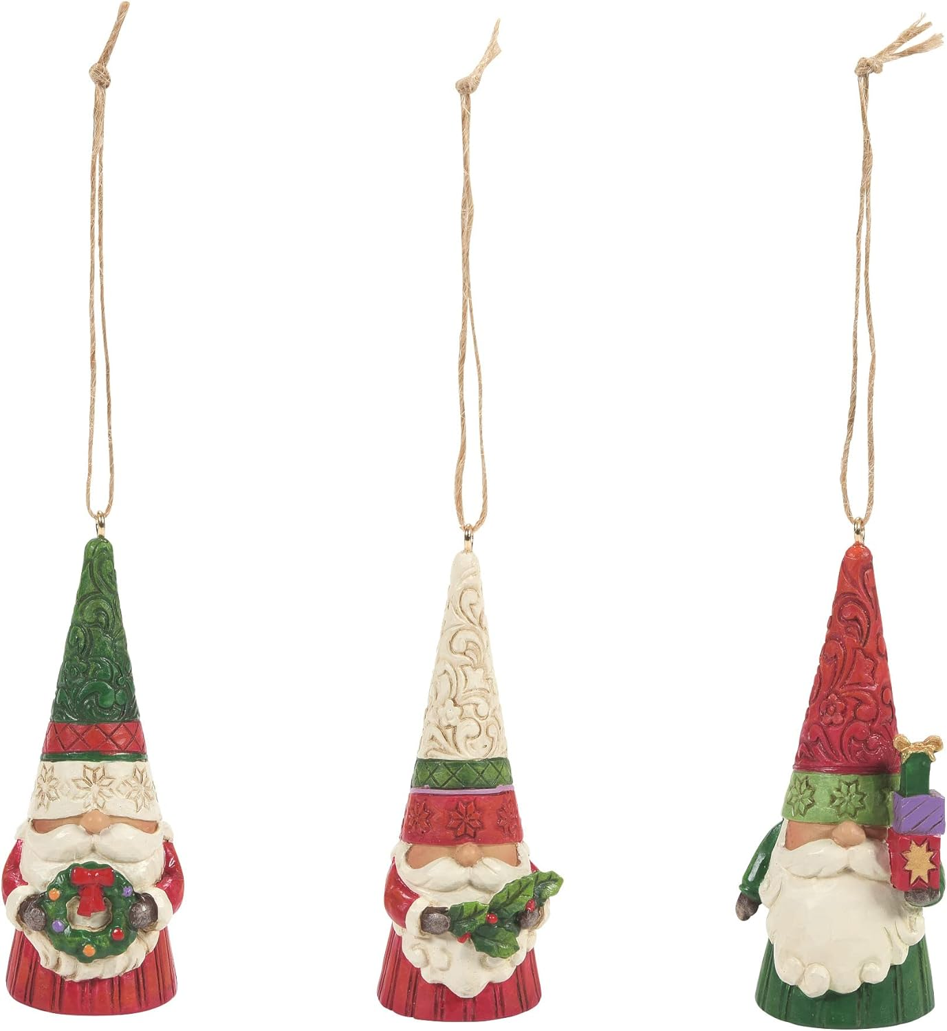 Enesco Jim Shore Heartwood Creek Christmas Gnomes Hanging Ornament Set, 3.35 Inch, Multicolor image number 1