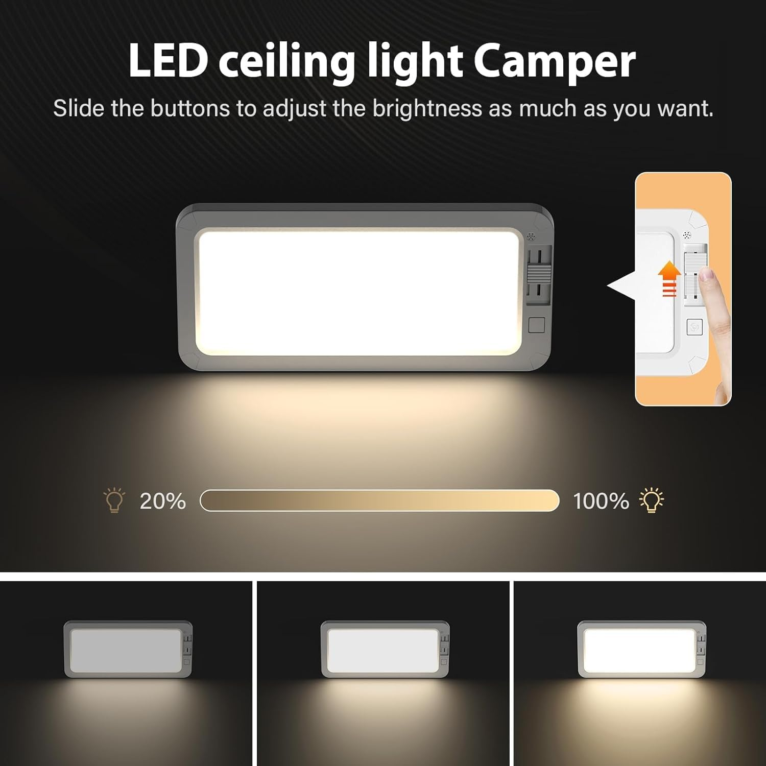 RV Lights Interior 96Leds10W 3 Color Temp with Memory Stepless Dimming Super Bright 12V LED Ceiling Dome Light Panel Light for Caravan Camper Travel Trailer Motorhome Sailboat Yacht (1PACK) image number 2