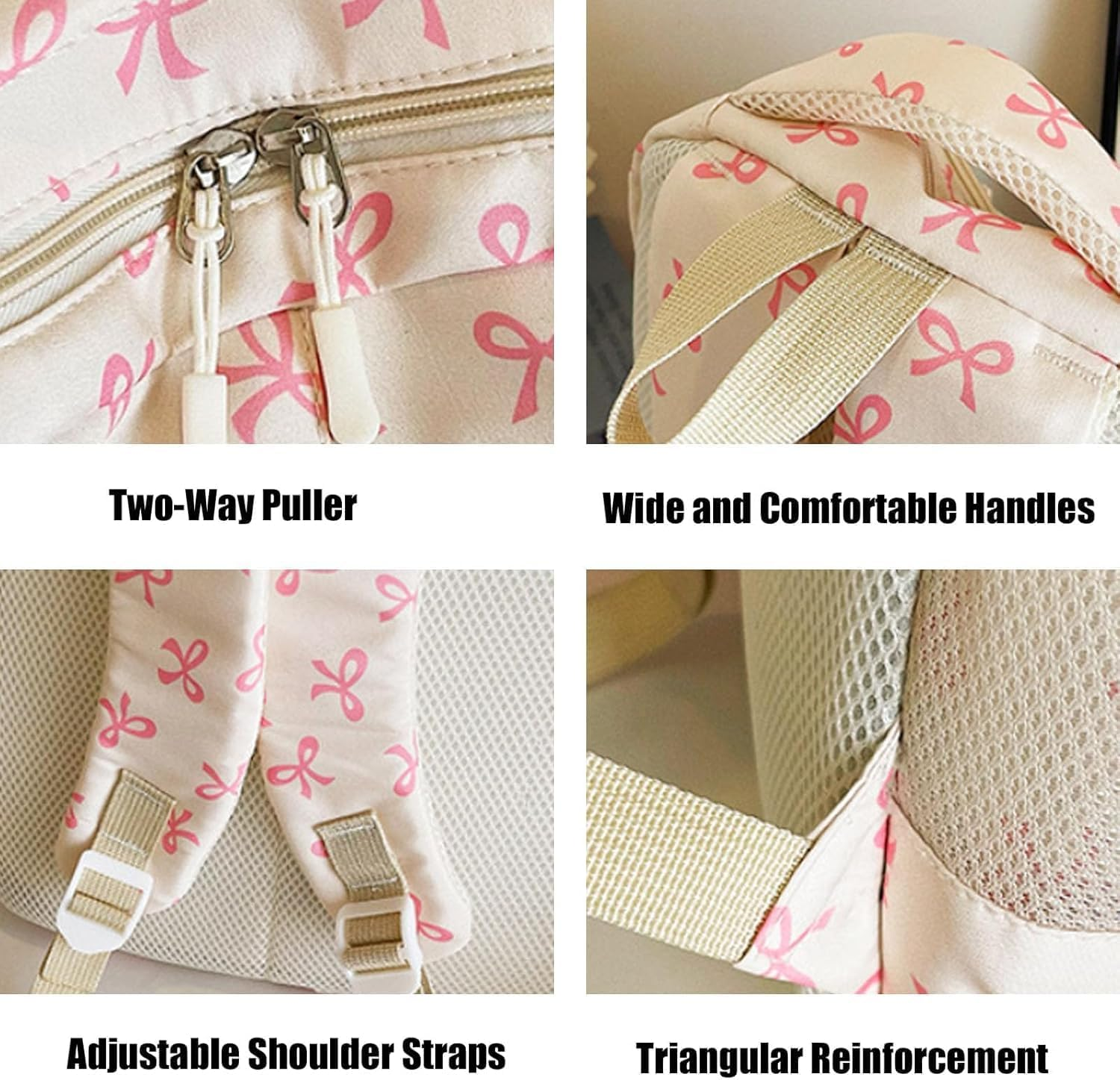 3PCS Bow School Bags for Girls, Cute Bows Backpack Set for School, Girls School Bag and Lunch Box Set, Kawaii Rucksack for Teenage Secondary Primary Middle School - A2 Bow Blue image number 6