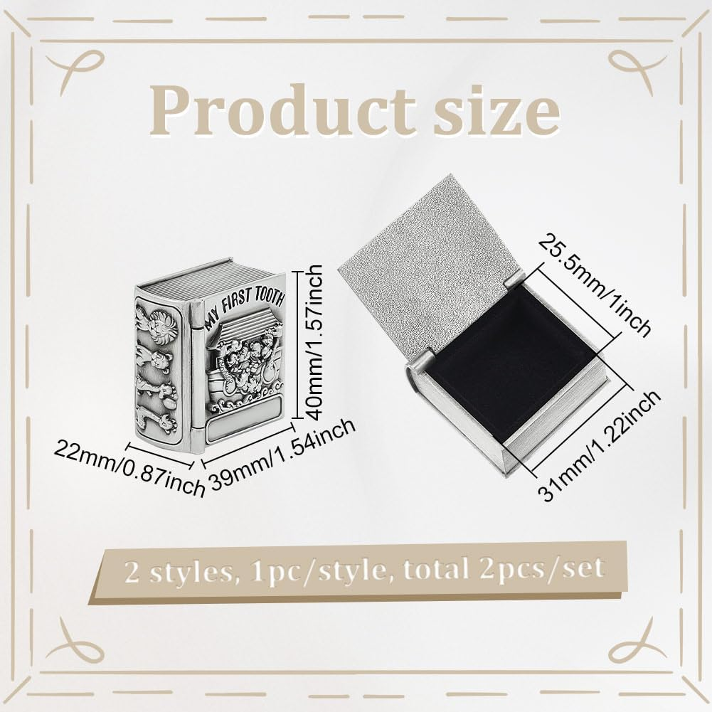 FINGERINSPIRE 2Pcs My First Curl and My First Tooth Keepsake Box Antique Silver Tooth Collection Organizer Holder My First Curl and Tooth Keepsake Box Set for Babies to Keep the Childhood Memory - Elephant Shape image number 5