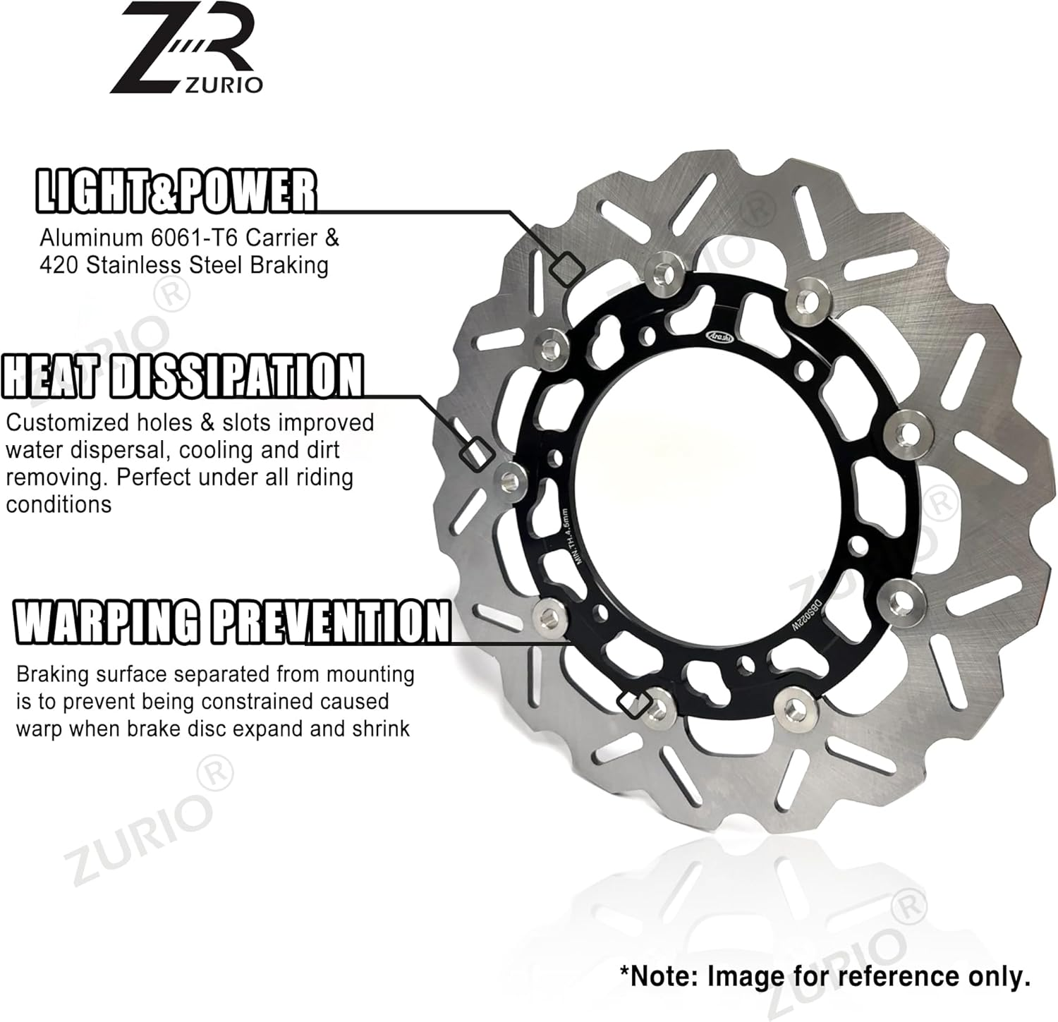 Floating Front Brake Discs Rotors Compatible with Suzuki GSXR 1300 Hayabusa Gen 1, GSXR 600 97-03, GSXR 750 96-03, GSXR 1000 01-02, TL1000R 98-03, TL1000S 97-01, GSX1400 02-07, Gold image number 3