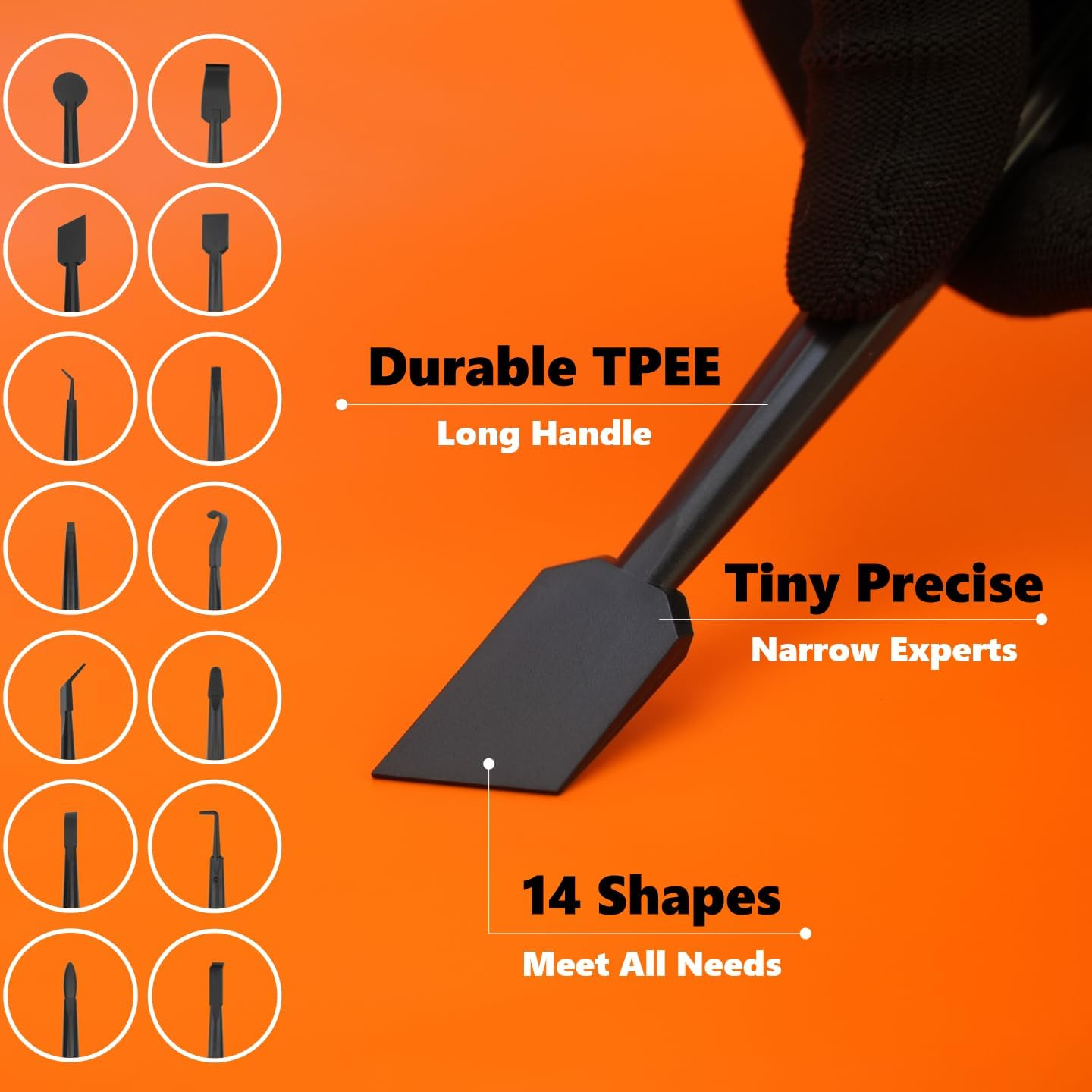 Vehicle Vinyl Wrap Kit, Window Tint, Wallpaper Scraper, Rubber Squeegee, Spray Bottle, Gloves, Auto Edge Trimmer Bulk, DIY Knife, Cutter, Car Solar Film Installation Tool, Black&Orange, 22In1 image number 6