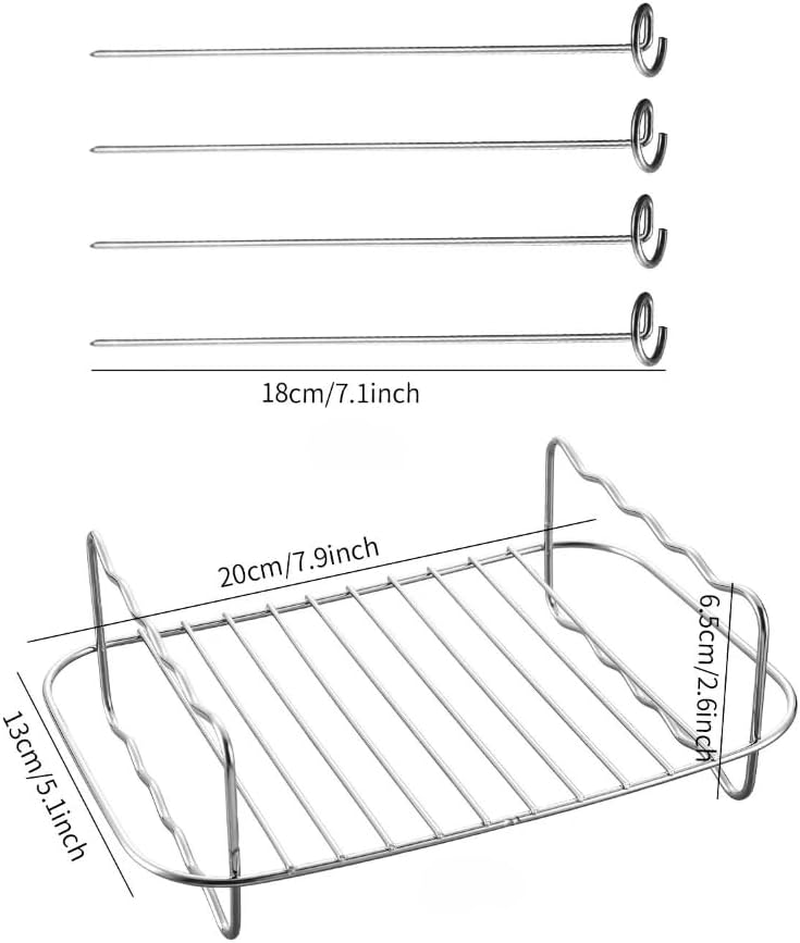 Azragon Ninja Dual Air Fryer (9-In-1), 2 Stainless Steel Racks, Heat-Insulated Clip, Oil Brush, 4 Sausage Skewers, 1 Mat, and Convection Oven Rectangular Shelf.