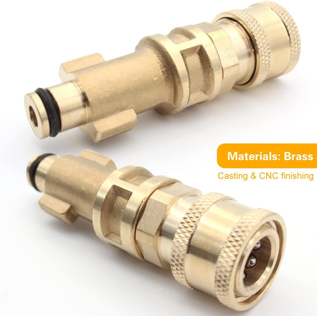 Brass Pressure Washer Gun Adapter,Electric Power Washer Accessory Part,1/4 Inch Quick Connector,With 5 Nozzle Tips,Compatible Bosch Greenworks...Short Replacement Wand (For Bosch/Husky/Greenworks...) image number 4
