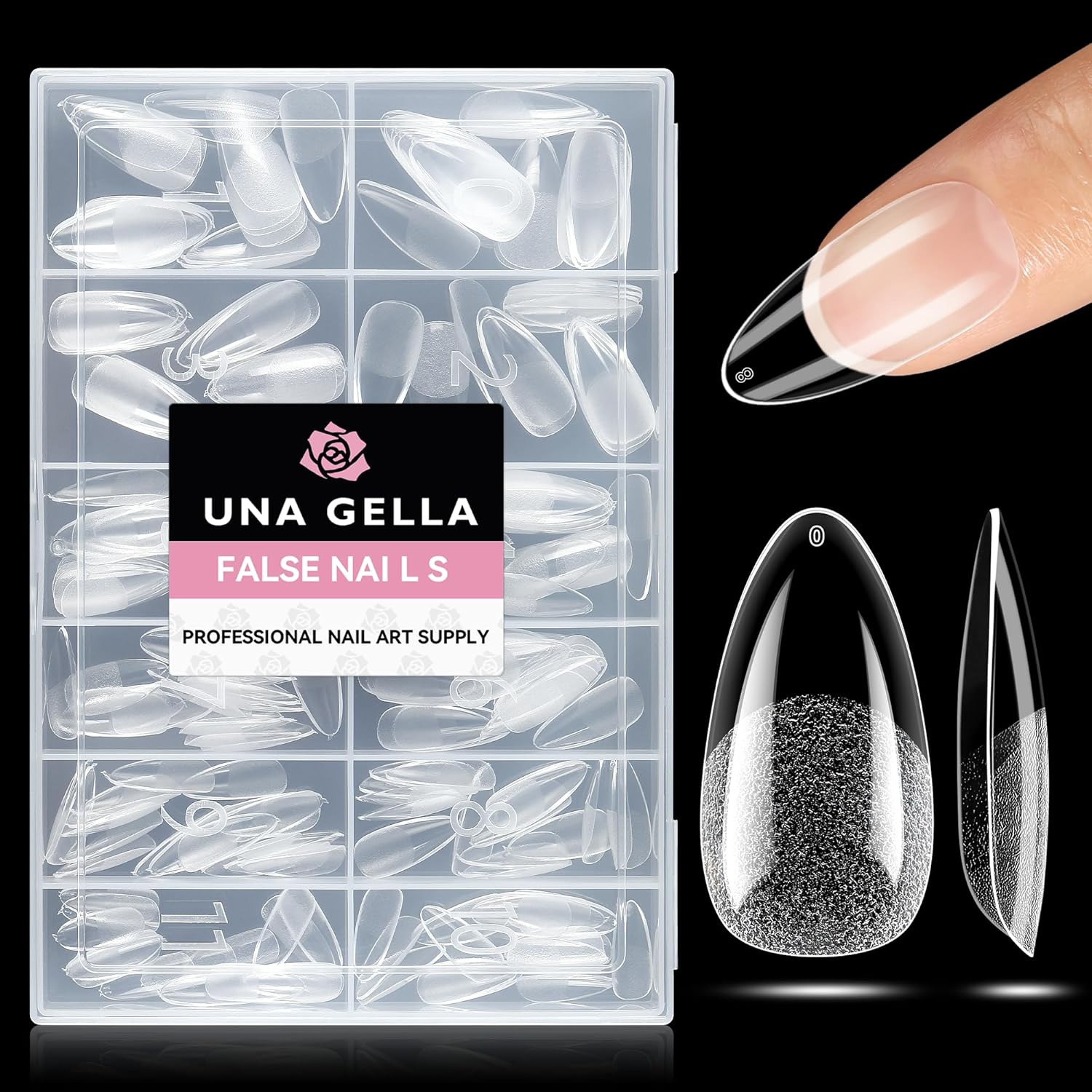 UNA GELLA Almond Fake Nails 216Pcs Almond Press on Nails Pre-Shape Nails Tips for Full Cover Acrylic French False Nails for Nail Extension, DIY Salon 12 Sizes Gelly Tips image number 3