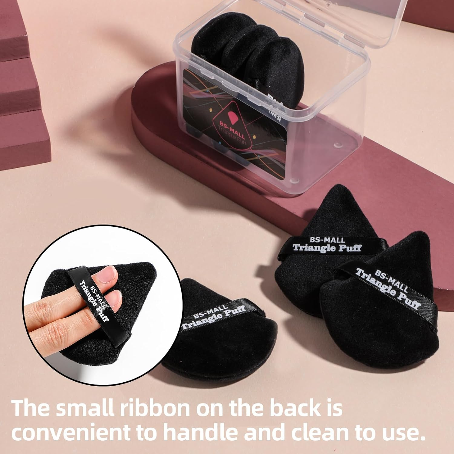 BS-MALL Triangle Powder Puff - Face Cosmetic Washable Reusable Bake Loose Foundation Sponge Mineral Pack of 14 image number 3