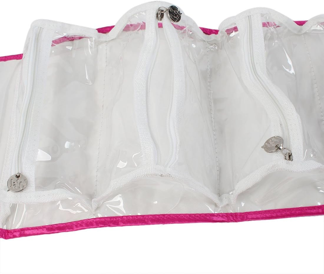 Ruilogod Polyester Lady Toiletry Wash Foldable Cosmetic Storage Handbag Fuchsia (Id: 505 Cc2 E4A A9B 237, Multiple Colors, Small, Wire Collated image number 3