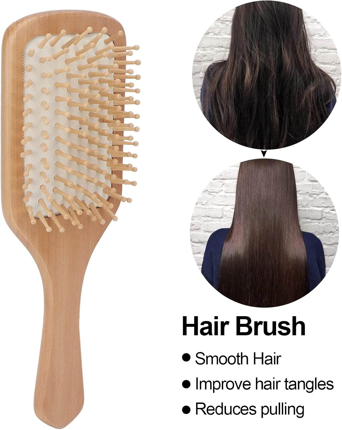 Detangling Brush, Stylish Hairbrush Ergonomic Wooden Soft Teeth Daily Life for Home Hairdressing image number 2