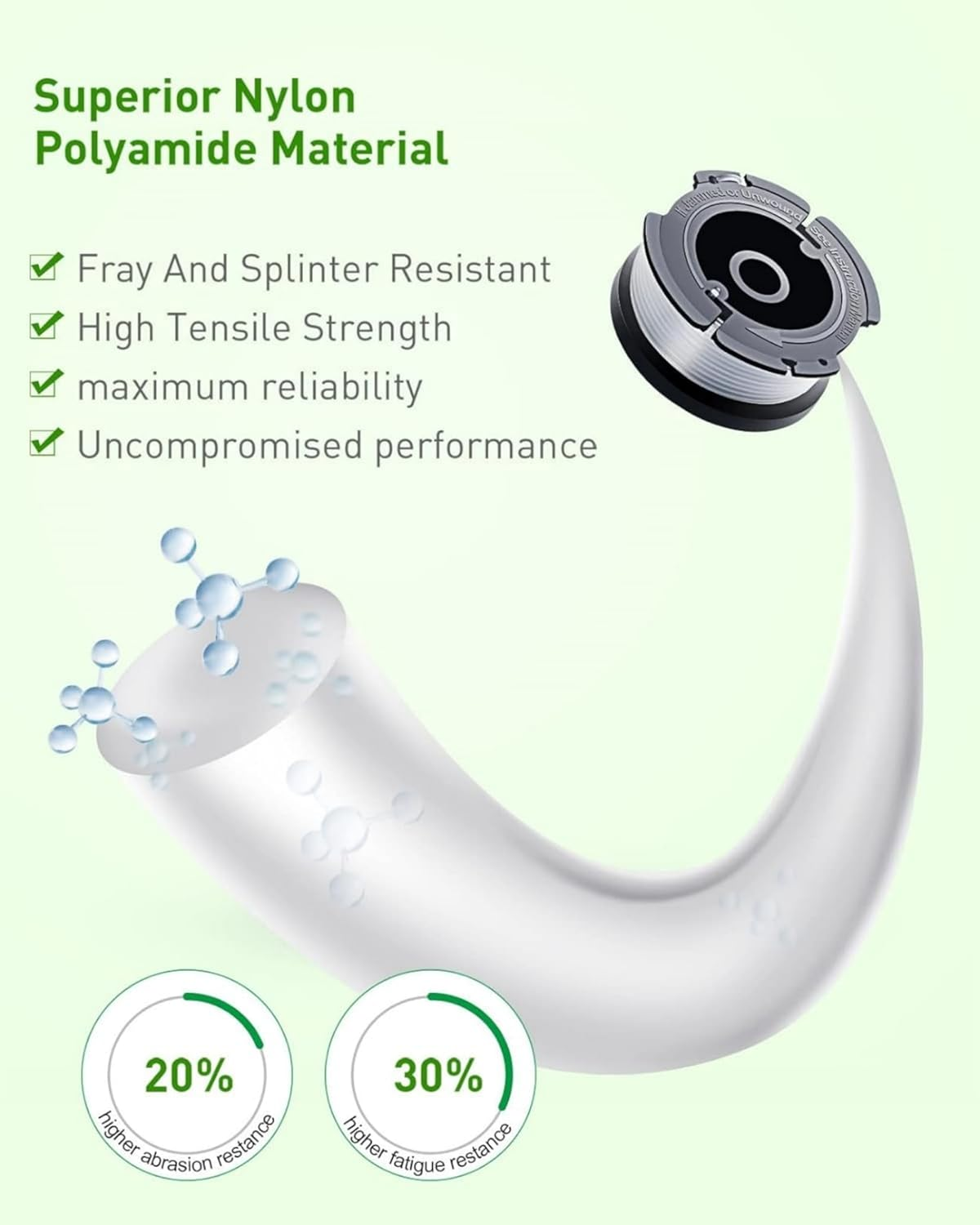 AF100 Replacement Spool for Black & Decker Trimmers, 30-Foot, 0.065-Inch, Compatible with GH900, GH600, GH610, Includes 8 Spools, 2 Caps, 2 Springs image number 6