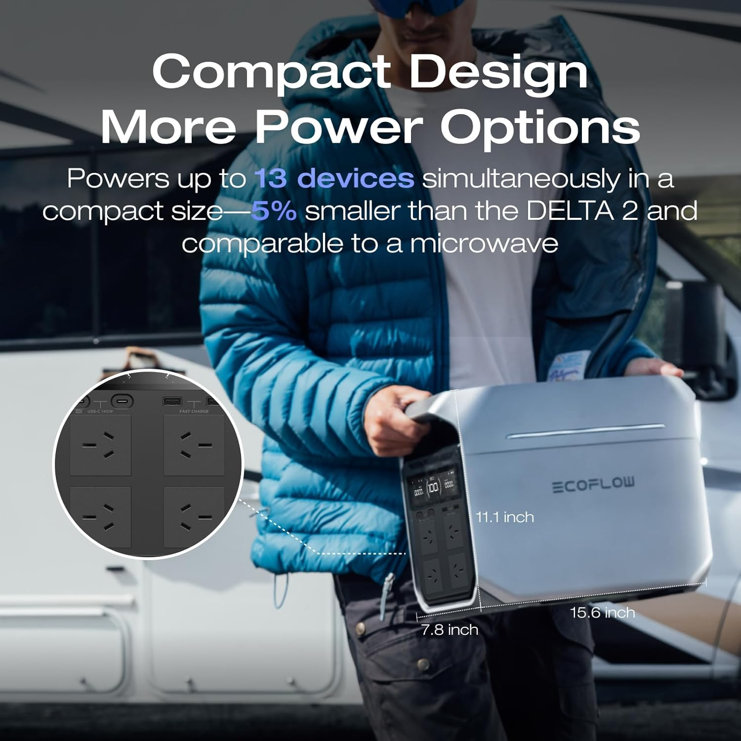 EF ECOFLOW DELTA 3 plus Portable Power Station, Solar Generator (Solar Panel Optional) with 1000W Solar Input, Electric Generator with UPS, 1024Wh LFP Battery for Home Backup, Camping&Rv image number 5