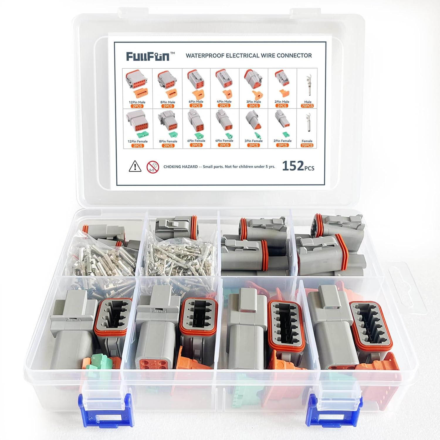 152PCS DT Deutsch Connector Kit, 2 3 4 6 8 12 Pin Way DT Connectors with Solid Contacts, Waterproof Automotive Electrical Connectors Assortment for Automotive Repair image number 4