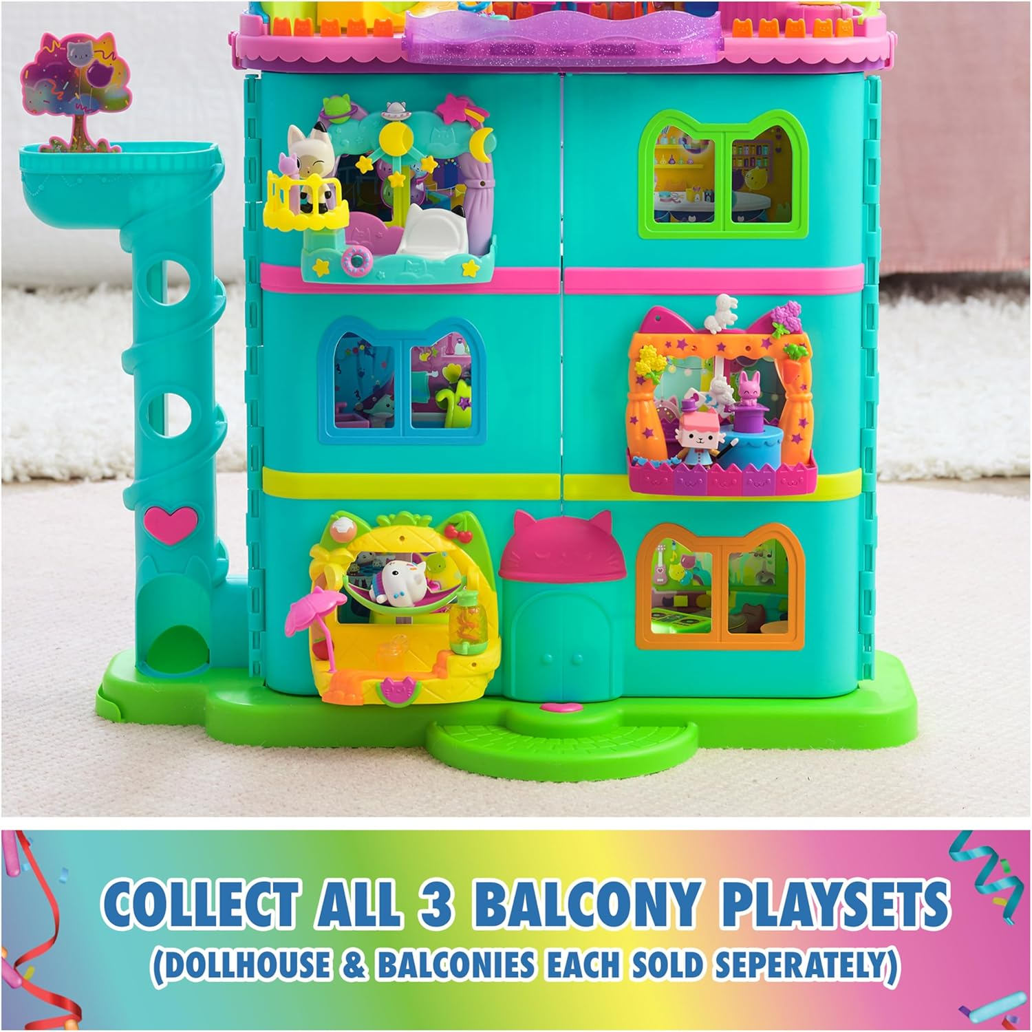 Gabby&rsquo;S Dollhouse, Baby Box Talent Show Balcony Playset, 8-Pcs with Toy Figures, Doll House Accessories & Sensory Play, Kids Toys for Girls & Boys 3+ image number 1