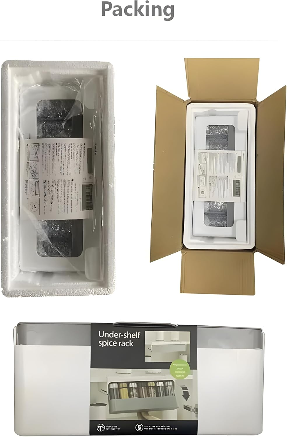 Drimzate Expandable under Cabinet Spice Rack, Pull down Slide Rack with 6 Plastic Spice Jars, 8X20Cm, for Kitchen Food Storage image number 5