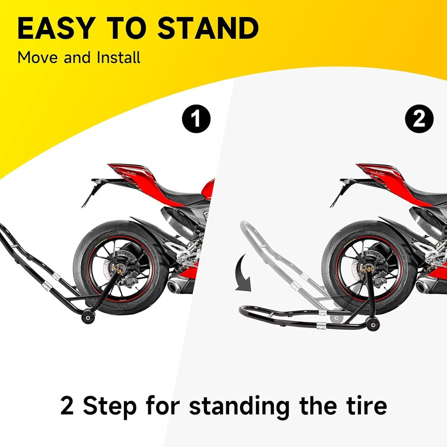Motorcycle Stand Rear Wheel Lift, Swingarm Spool Paddock Stands for Yamaha Honda Kawasaki Suzuki Sport Bike, Black image number 4