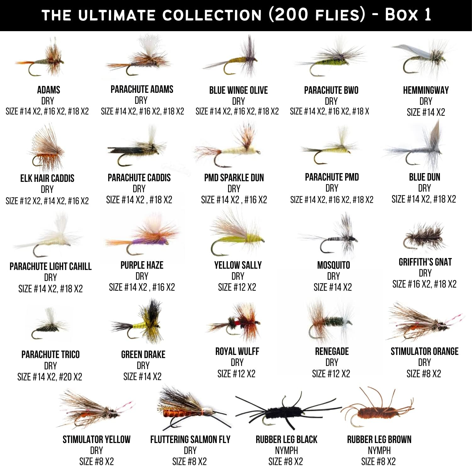 Ventures Fly Co. | 200 Premium Hand Tied Fly Fishing Flies Assortment | Three Fly Boxes Included | Dry, Wet, Nymphs, Streamers, Wooly Buggers, Terrestrials | Trout, Bass Lure Set, Kit image number 5