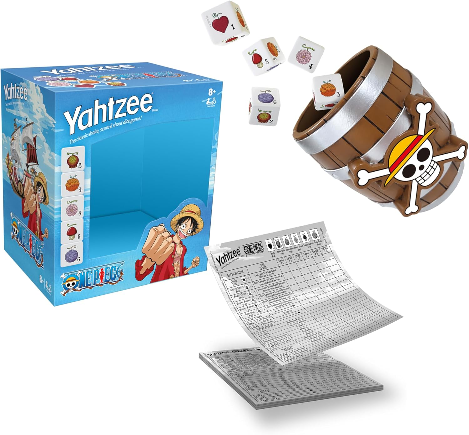 Winning Moves Yahtzee One Piece Edition - Classic & Fun Dice Game from the World of One Piece - Strategic Family Travel Game - 1+ Players Aged 8+ image number 3