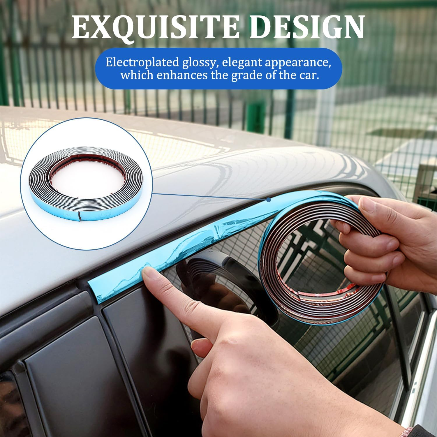 Youzzei Car DIY Chrome Tape, Silver Chrome Trim Car Interior Trim Strips (15Mm X 5M) image number 1