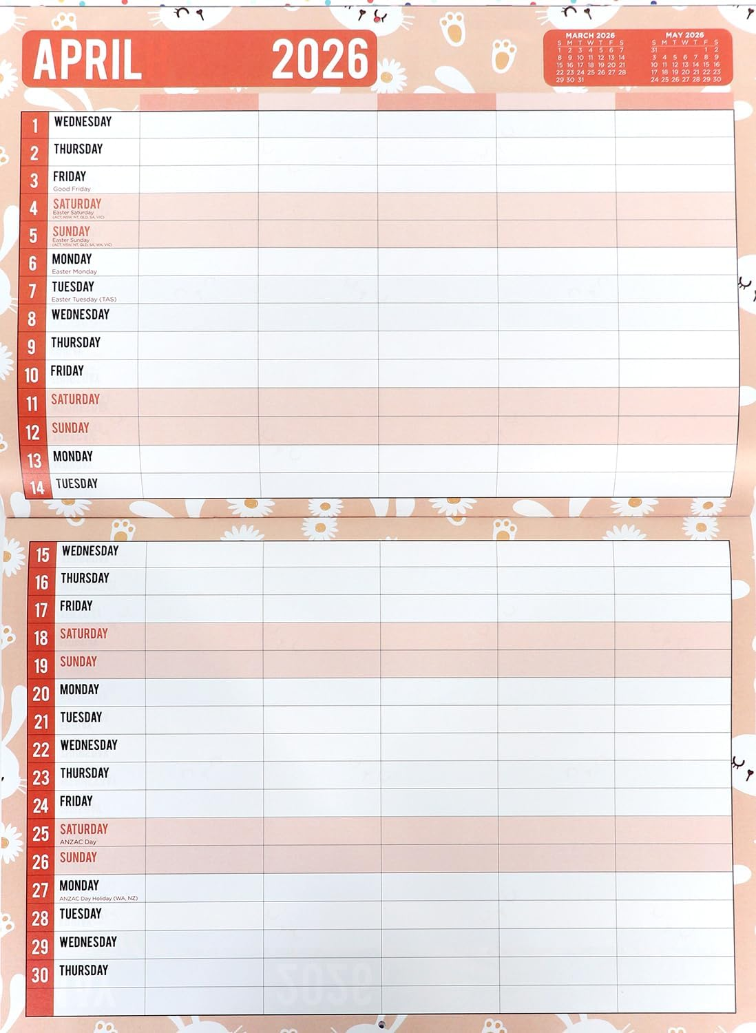 2026 Family Organiser Rectangle Wall Calendar 14 Months Hanging Planner New Year image number 2