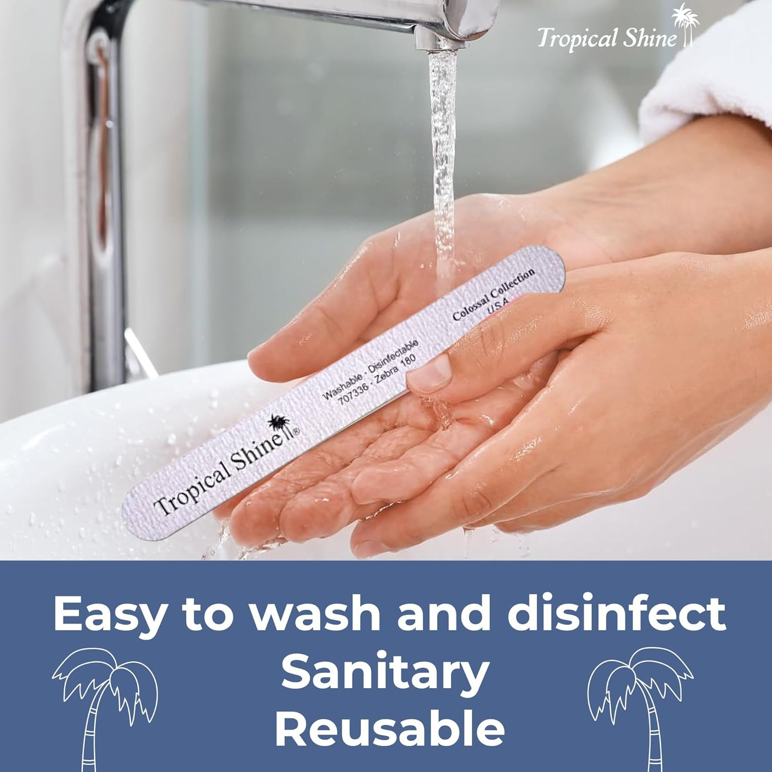 "Tropical Shine Jumbo Zebra 180 Colossal Collection - 6 Pcs Nail Files for Professional Nail Care and Shaping - Medium (180) Grit Nail File Set for Natural Nails ( 707336)"