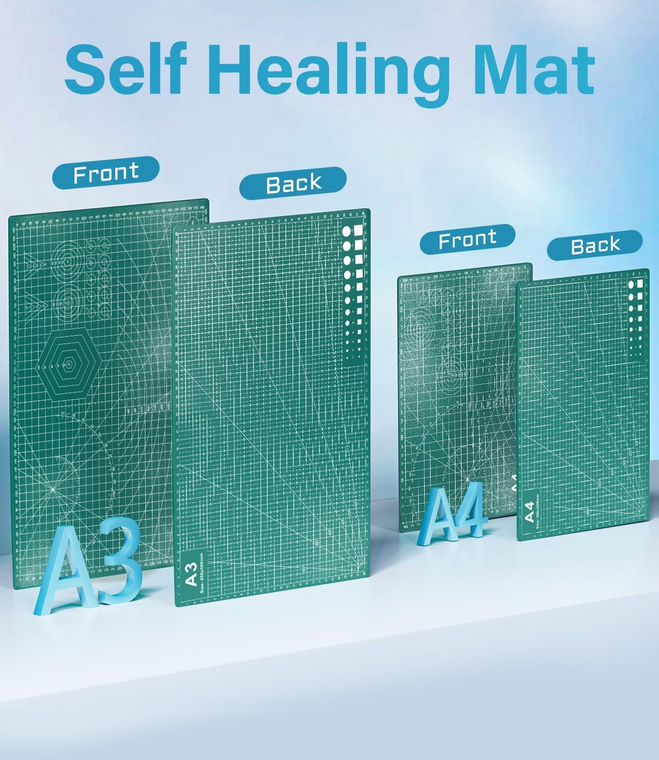 Tyniffer Cutting Mat Self Healing 2Pcs - A3 & A4 Quilting Cutting Mat for Sewing, Circut, PVC, Model, Crafts, Scrapbooking, Fabric & Hobby Project - Premium Double-Sided Grid Cutting Board Precise Cut image number 5