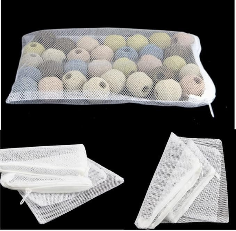 KLHCDUO 12Pcs Reusable Net Fish Tank Filter Bag,5.9 * 7.8In with Zipper Nylon Net Bags for Activated Carbon, Biospheres, Ceramic Rings(White,Black) image number 2