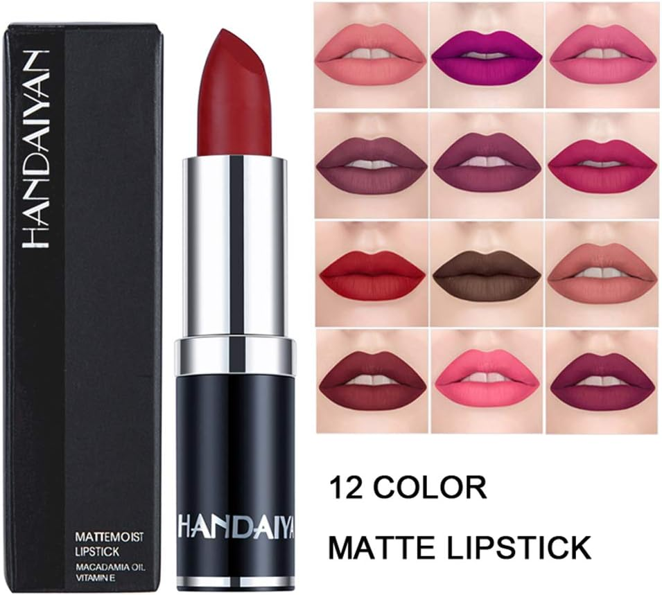 SHANGLIN Professional Matte 12 Colors Makeup Lipstick Lips Waterproof Lipstick Long Lasting Pigment Velvet Matte Lipstick Lip Matte (9#) image number 5
