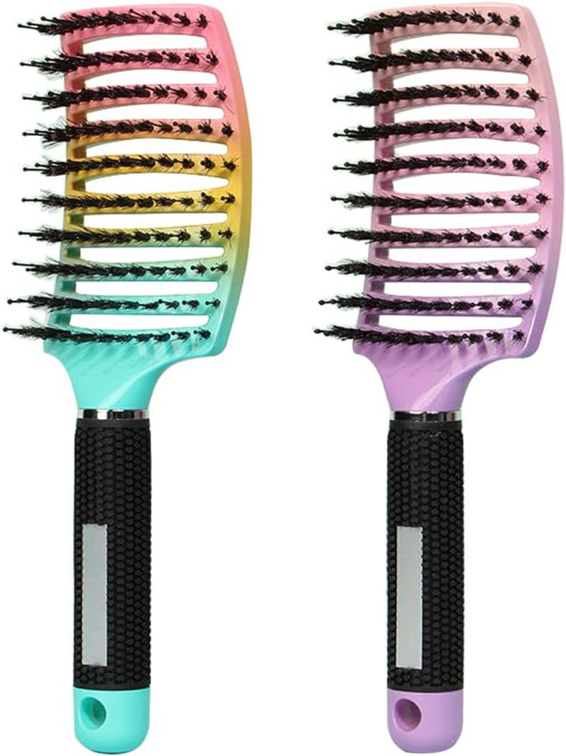 2 Pack Detangling Brush, Getting Knots Out without Pain, Adds Shine and Makes Hair Smooth, Detangler Boar Bristle Hair Brush for Adult & Kids Wet or Dry Hair image number 4
