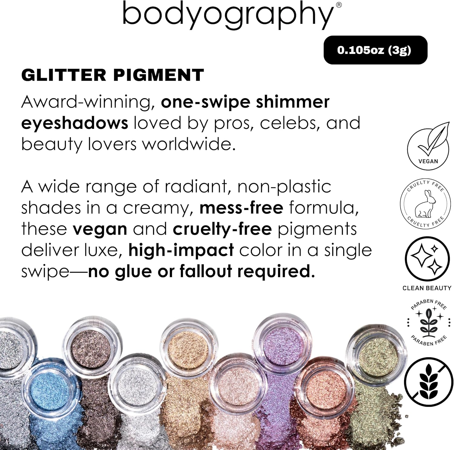 Bodyography Glitter Pigment Eye Shadow, Halo (Silver Diamond), image number 3