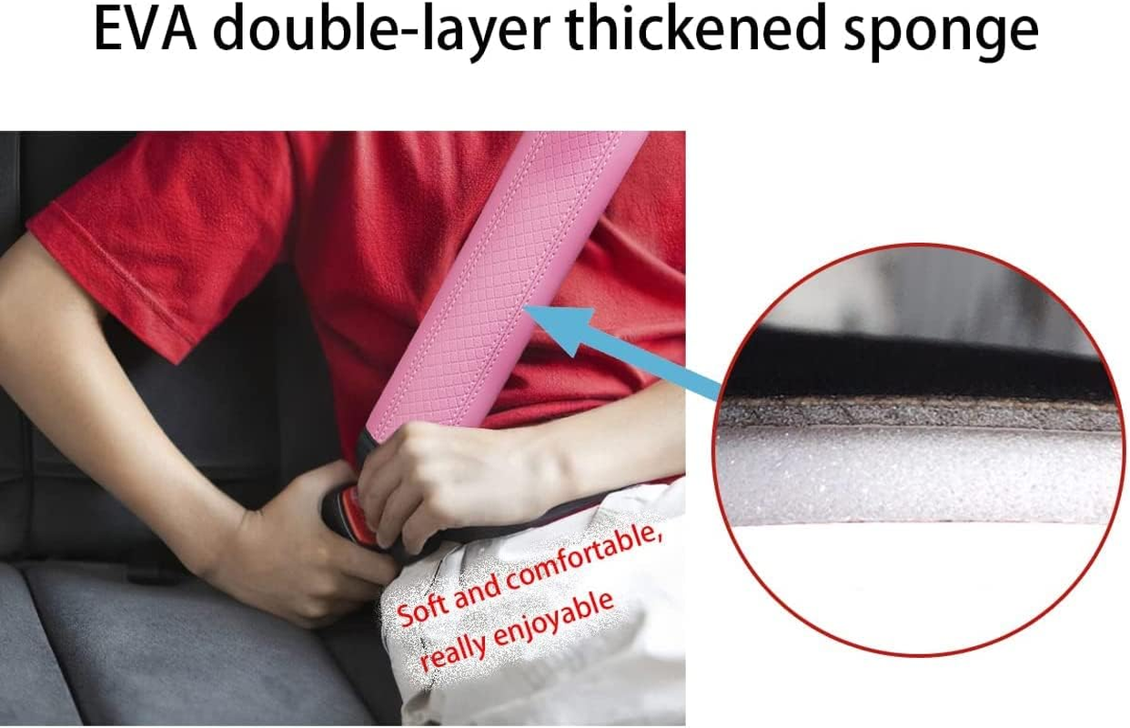 XINLIYA 2PCS Car Seat Belt Cover, Soft Shoulder Strap Covers Harness Pads, Safety Leather Seatbelt Comfort Driving Cushion Protect Your Neck and Shoulder Universal for Car, Truck, SUV (Pink)