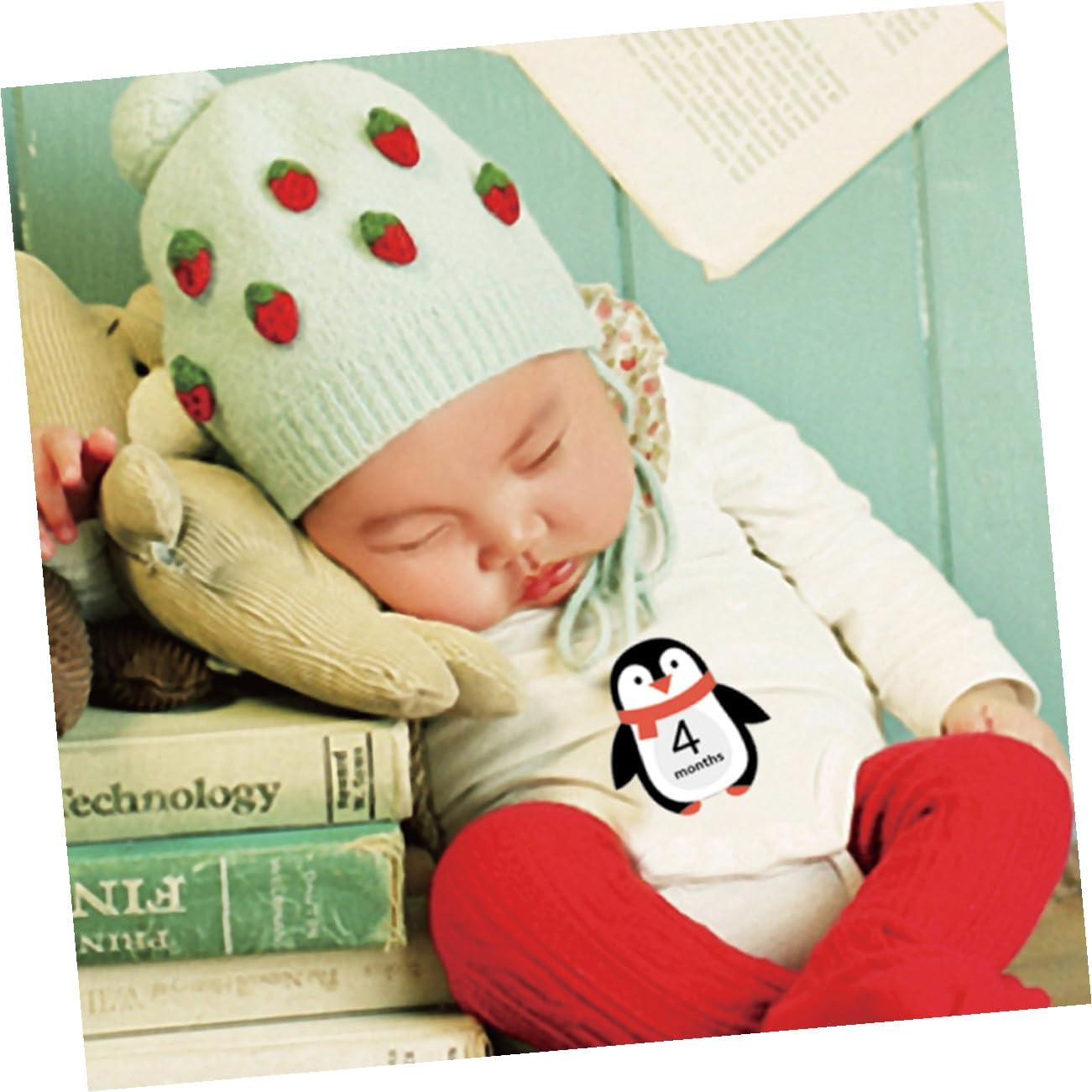 KOMBIUDA 12Pcs Monthly Stickers Animal Design Self-Adhesive Milestone Decals for Newborn Photography Props