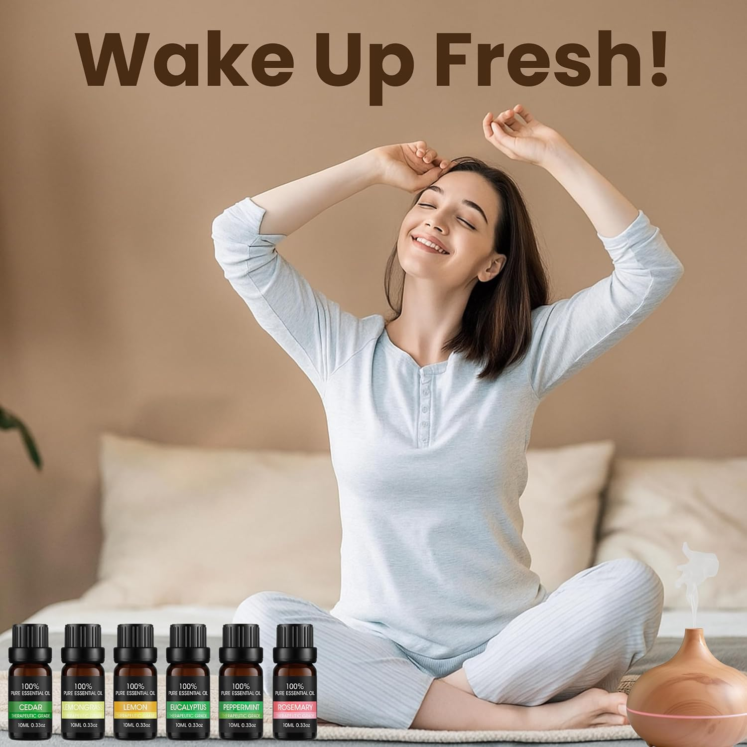 Essentials Oil Set (6 Pack) - 100% Pure Essential Oils | Eucalyptus Oil, Peppermint Oil, Cedarwood Essential Oil, Lemon Essential Oil, Lemongrass Essential Oil, Rosemary Essential Oil, Aromatherapy Oils Gift Set-6 Pack, 10Ml image number 5