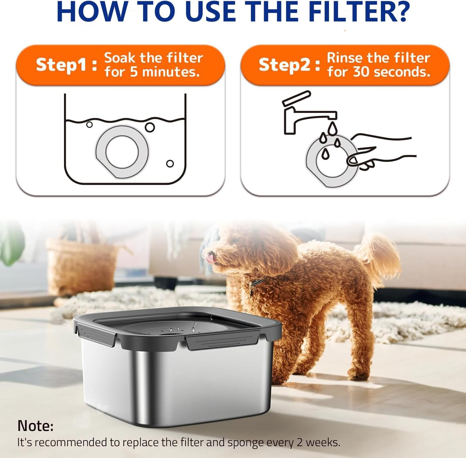 4-Pack Replacement Filters for Nestcharm 4.5L No-Spill Dog Water Bowl, Activated Carbon Filters for Pet Slow Water Bowls