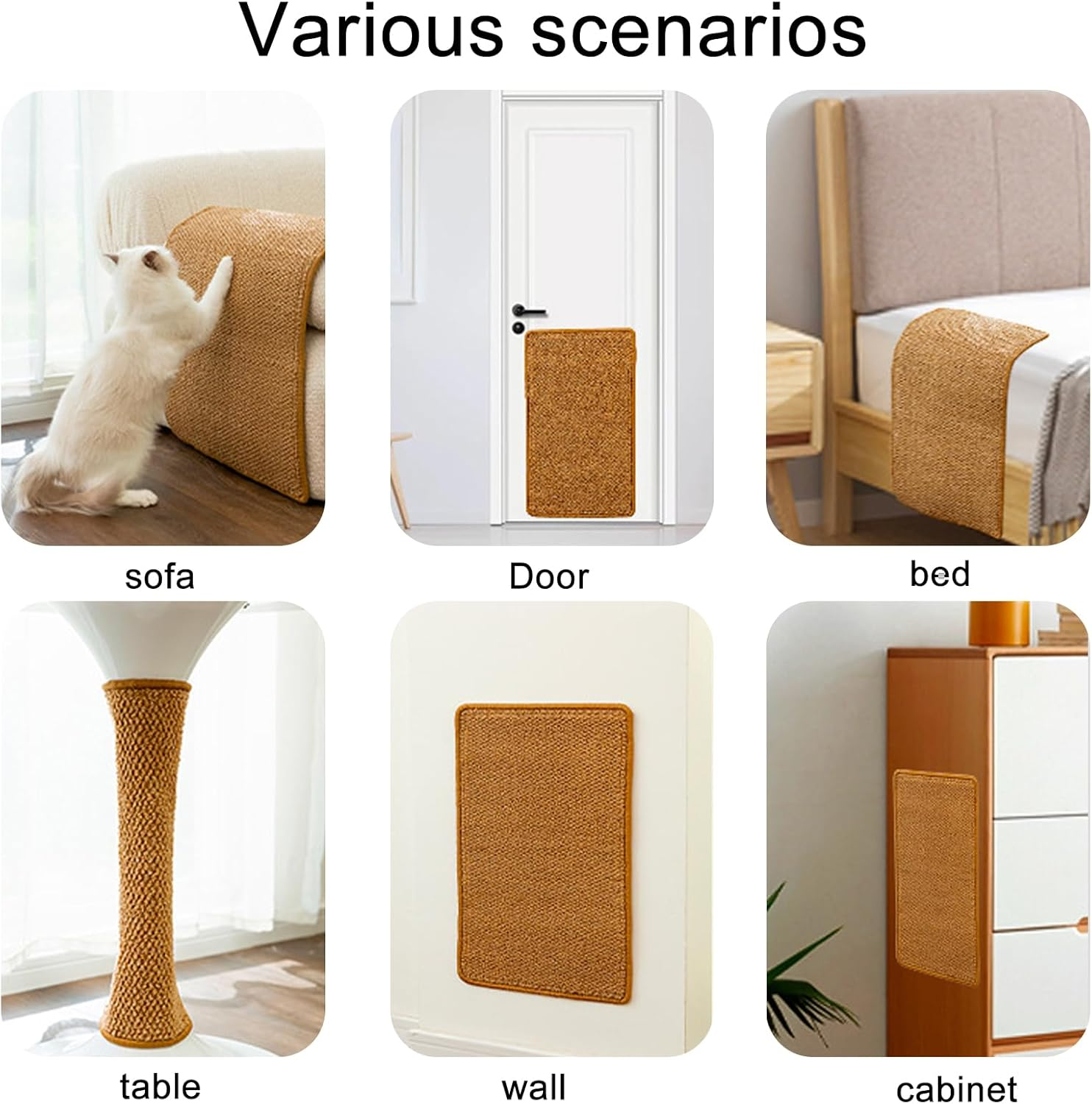 TYXHXTF 2-Piece Cat Scratching Mat Set, Brown, Protects Furniture, Durable, Non-Toxic, for Indoor Cats, Wall Mountable image number 3